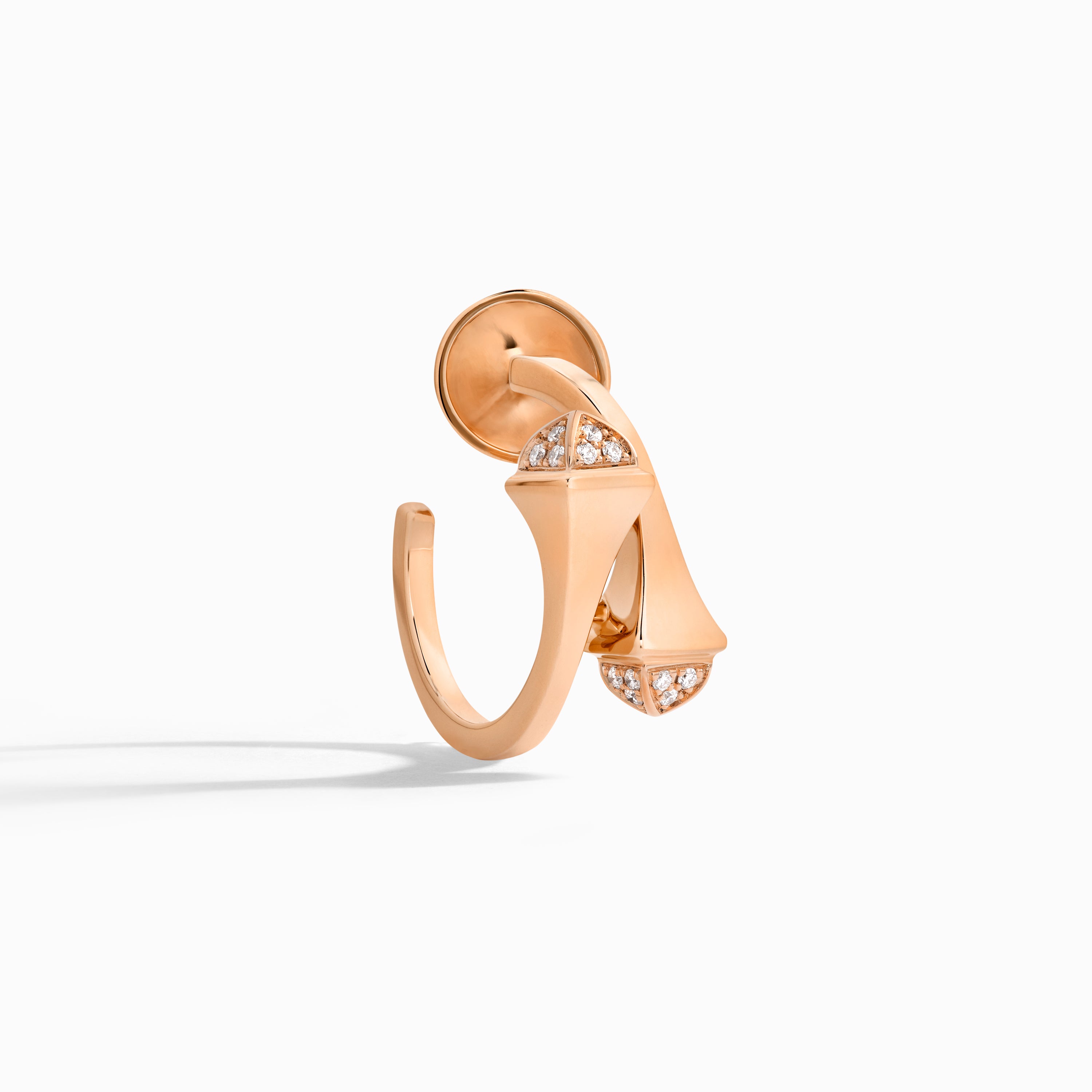 Cleo Gold Open Hoop Earrings with Diamond Pyramids — фото 2