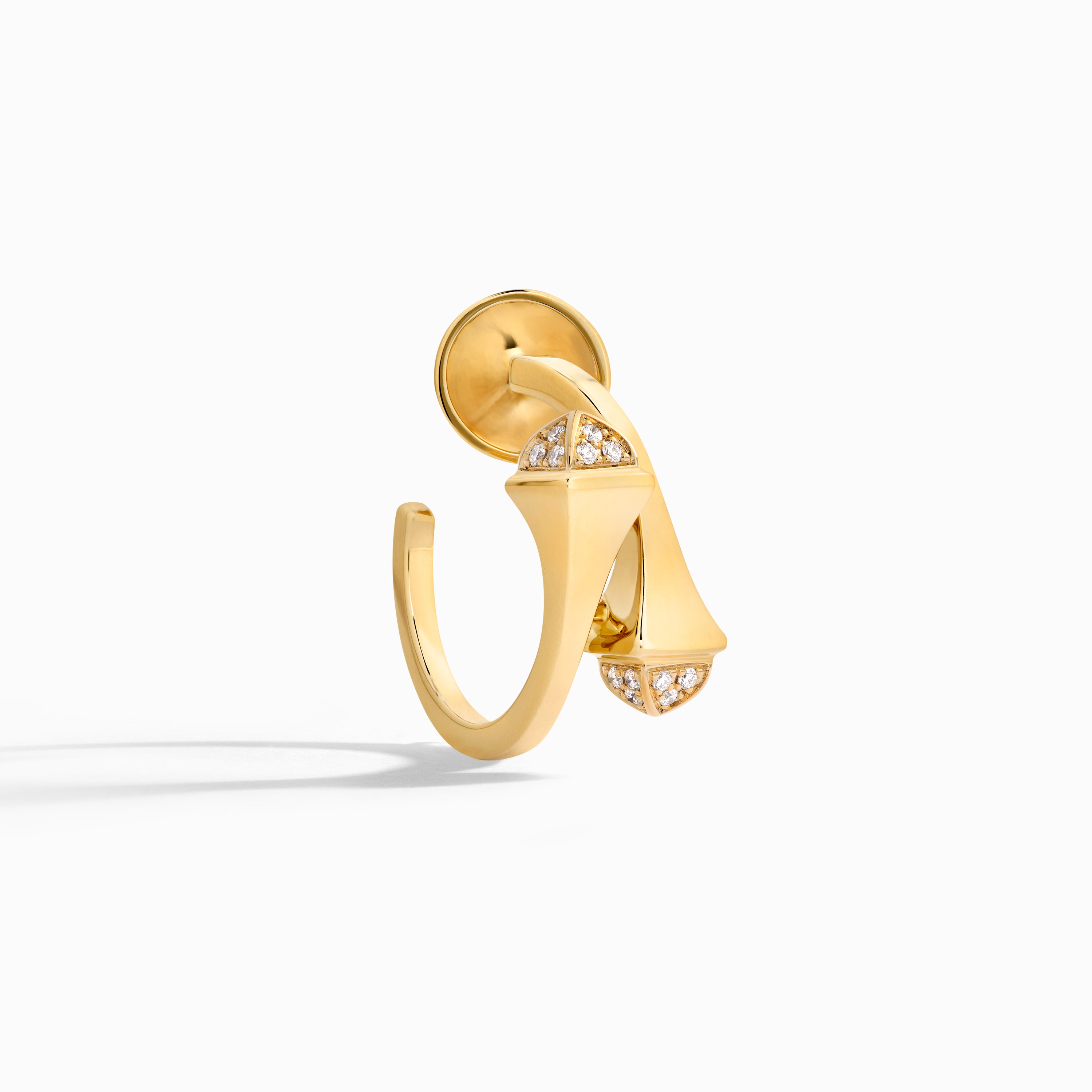 Cleo Gold Open Hoop Earrings with Diamond Pyramids — фото 6