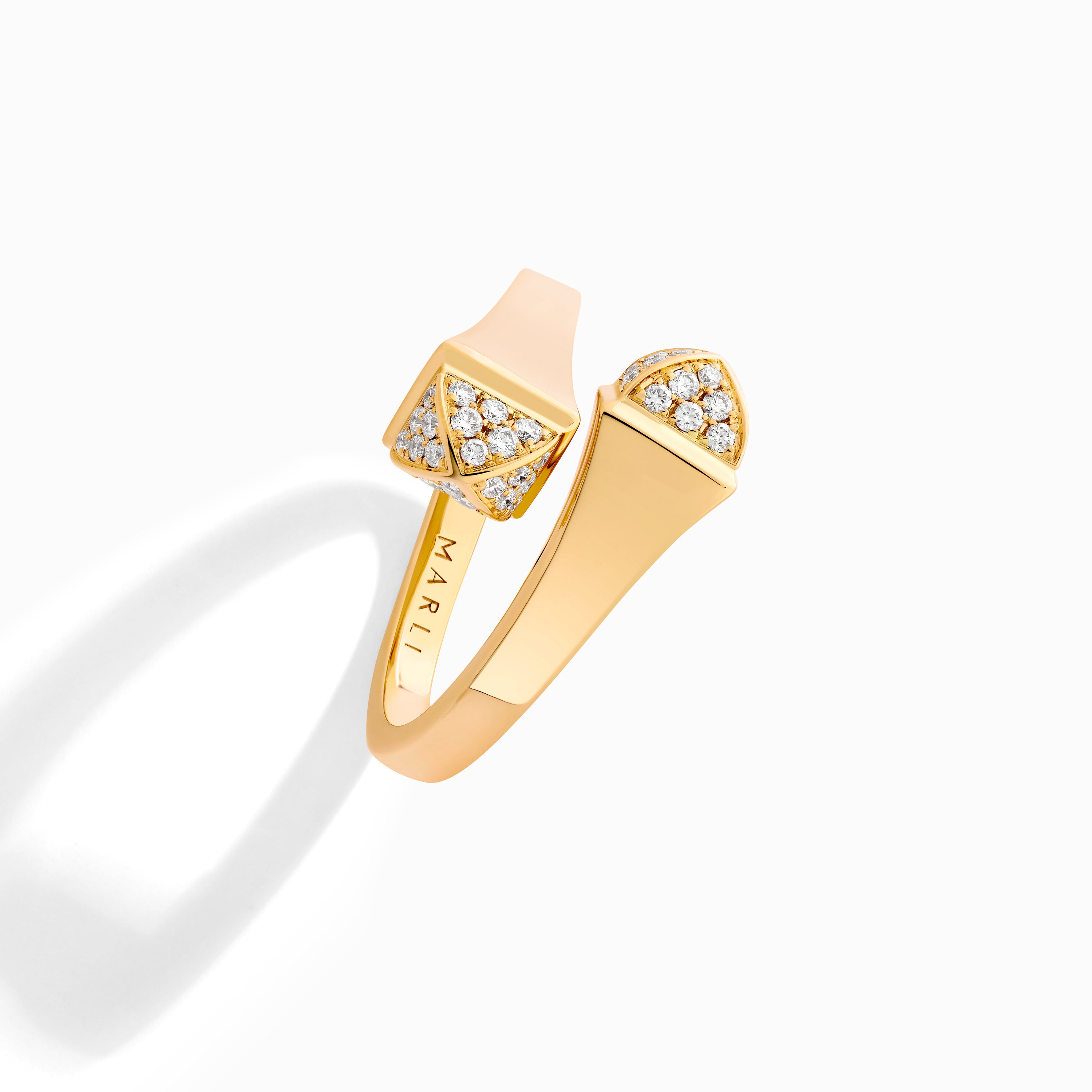 Cleo Gold Midi Ring with Diamond Pyramids