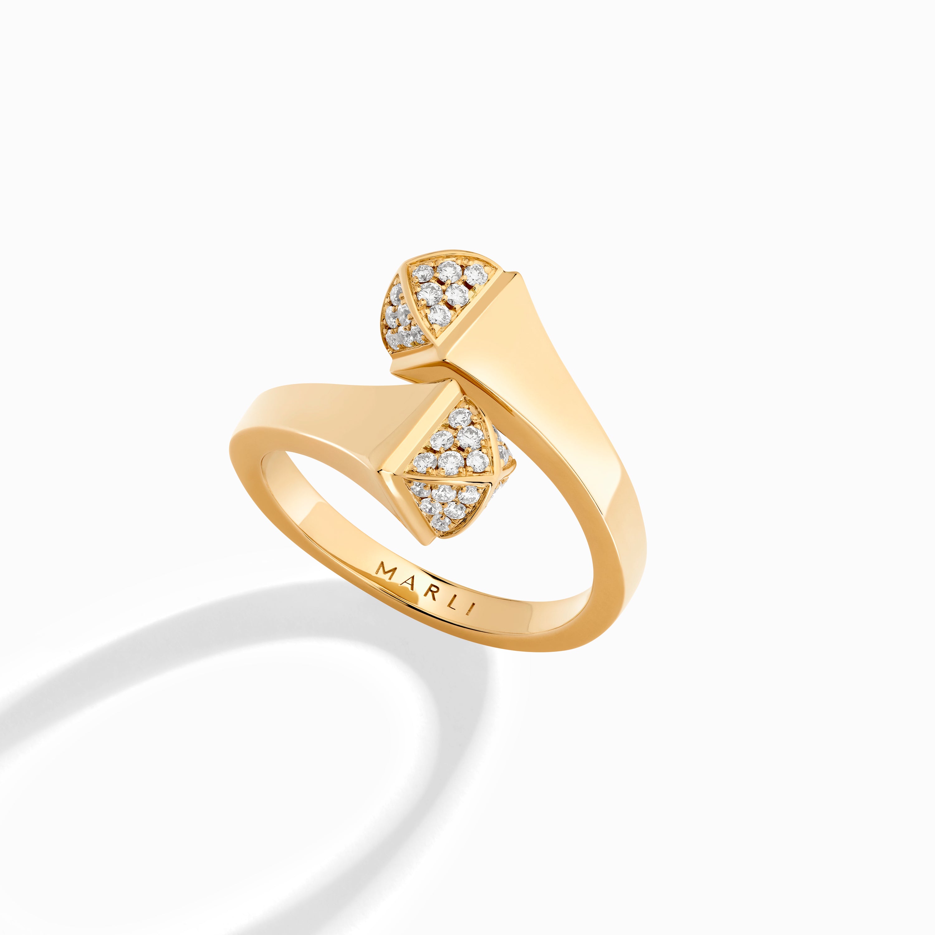 Cleo Gold Midi Ring with Diamond Pyramids — фото 4