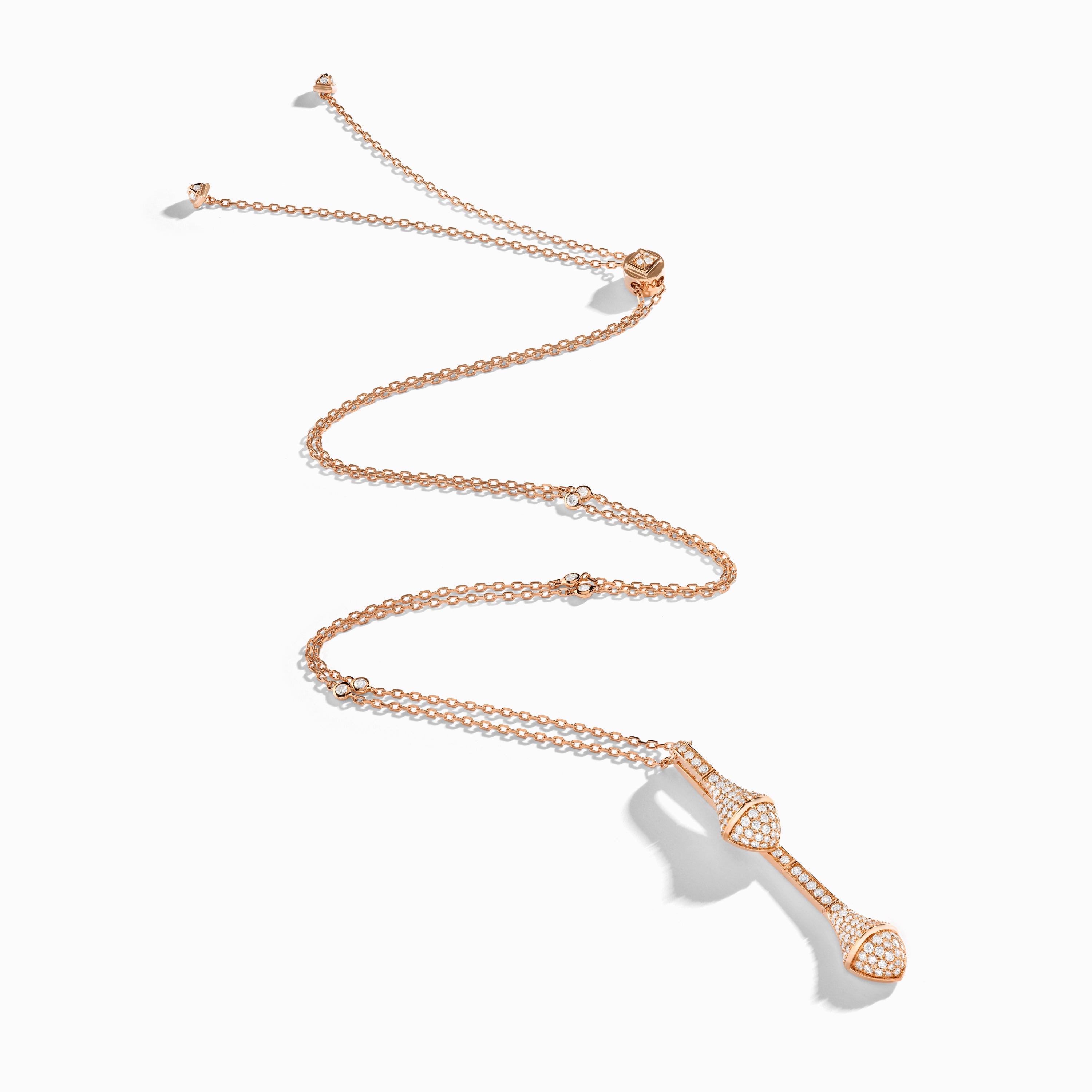 Cleo Long Chain Full Diamond Drop Pendant Necklace — фото 1