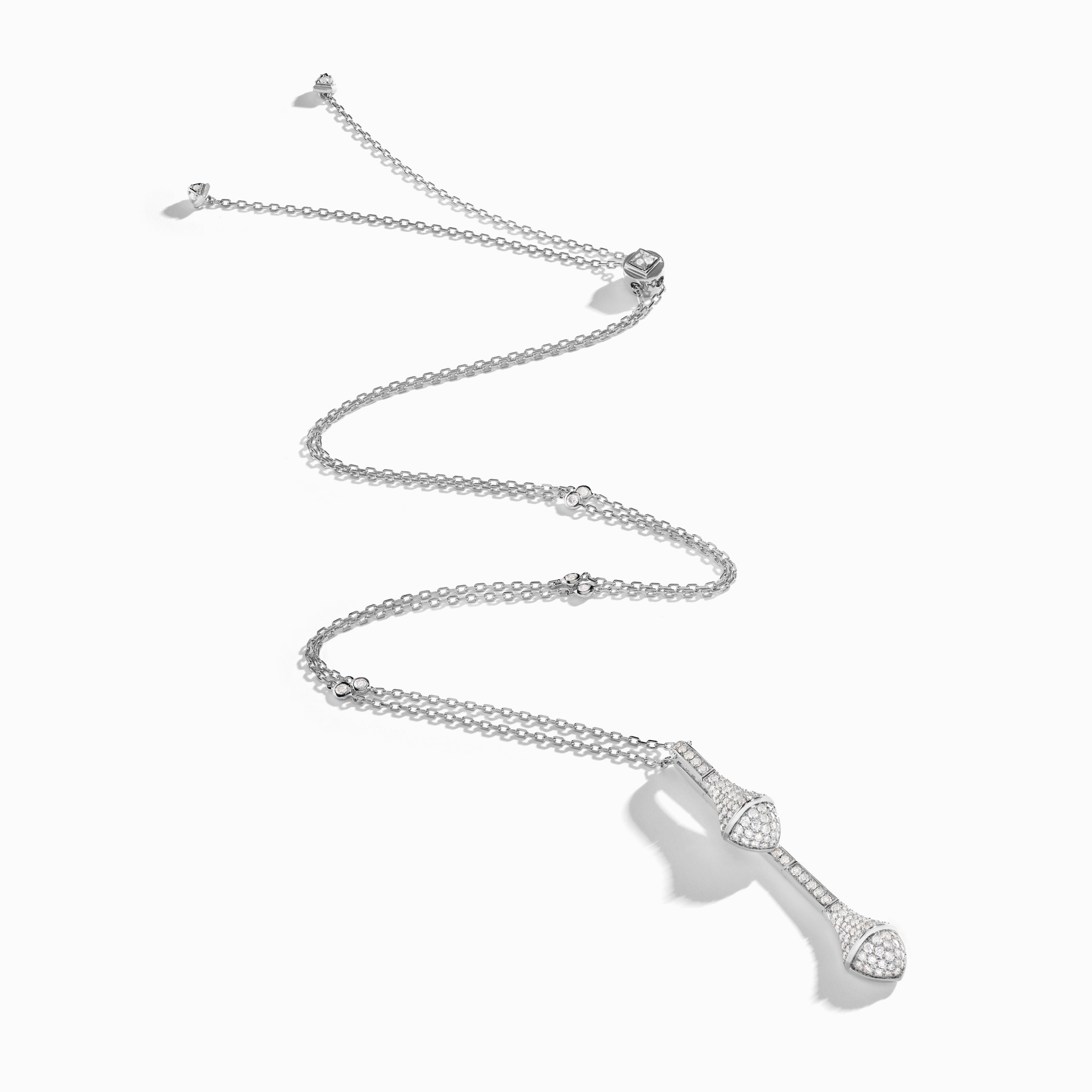 Cleo Long Chain Full Diamond Drop Pendant Necklace
