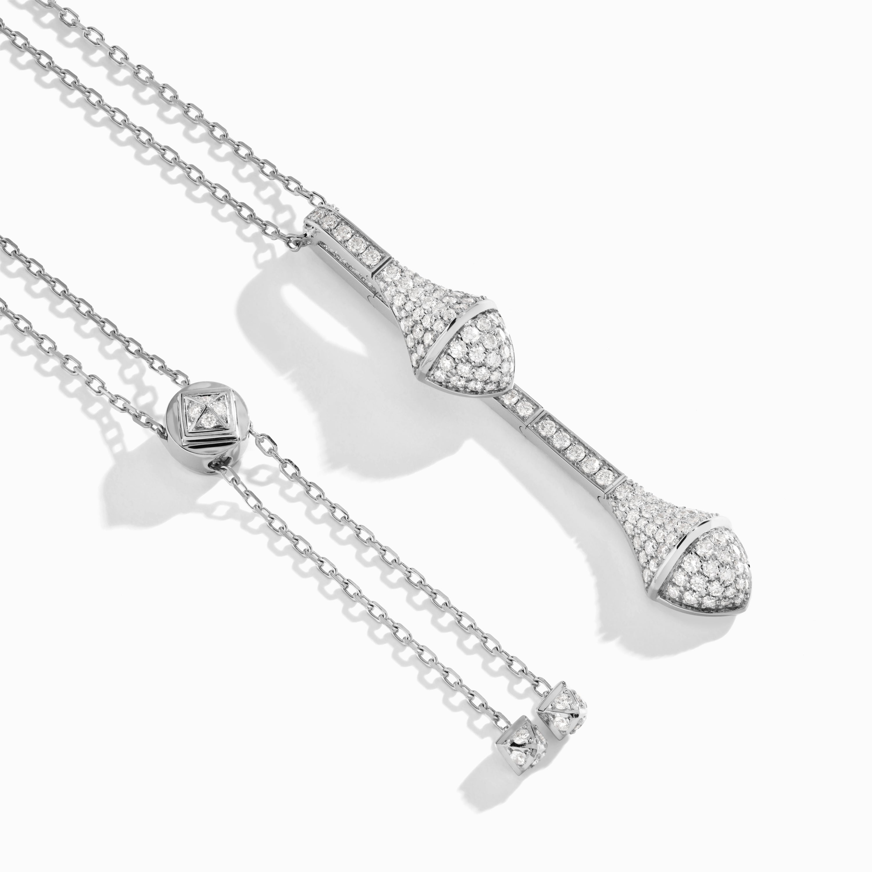 Cleo Long Chain Full Diamond Drop Pendant Necklace — фото 5