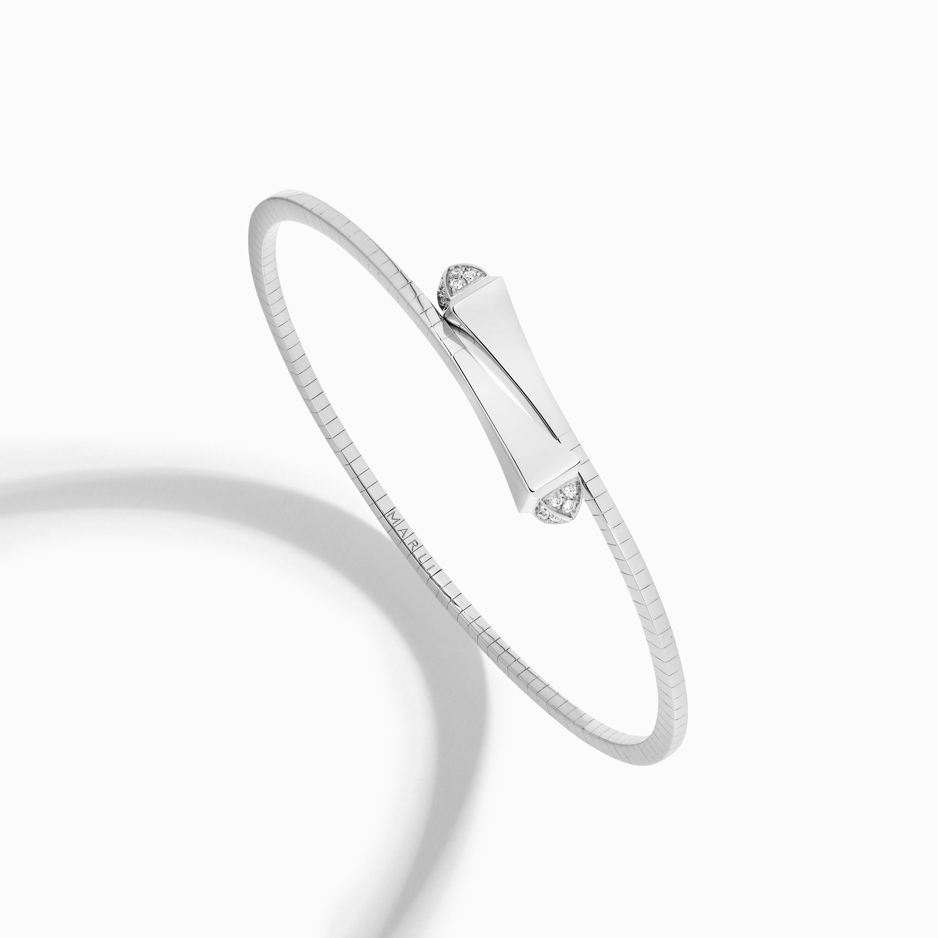 Cleo Gold Slim Slip-On Bracelet with Diamond Pyramids