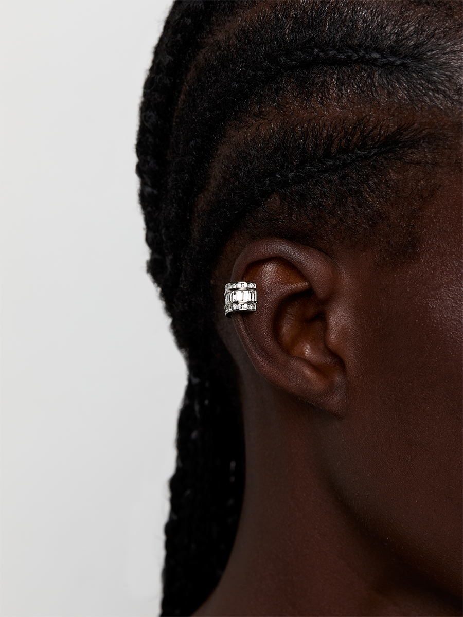 Platinum and Diamond Baguette Ear Cuff - Women