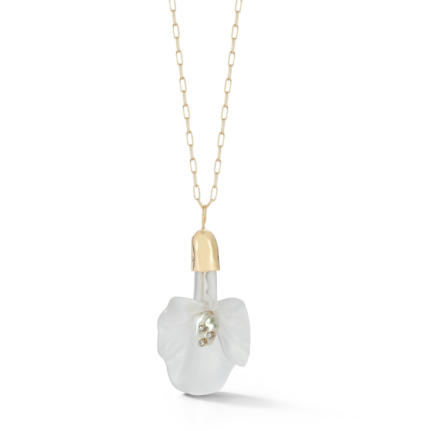 14kt Calla Lily Baroque Pearl and Diamond Necklace — фото 3