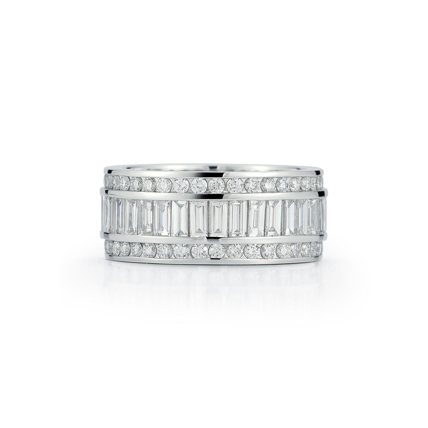 Platinum Layered Diamond Baguette Ring — фото 5