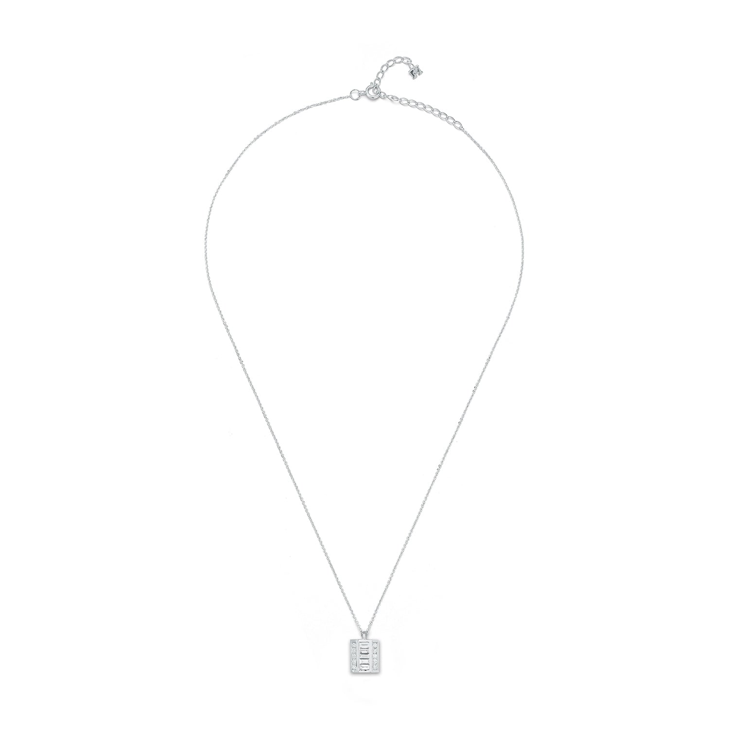 Platinum and Diamond Baguette Necklace