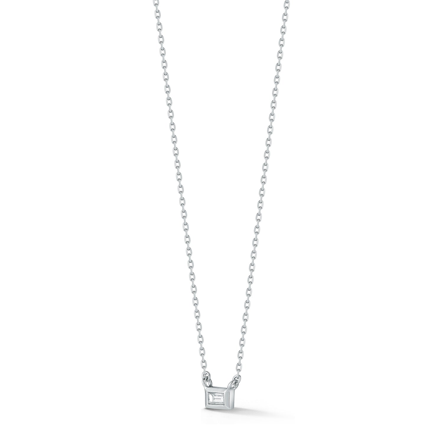 Platinum Diamond Baguette Necklace — фото 5