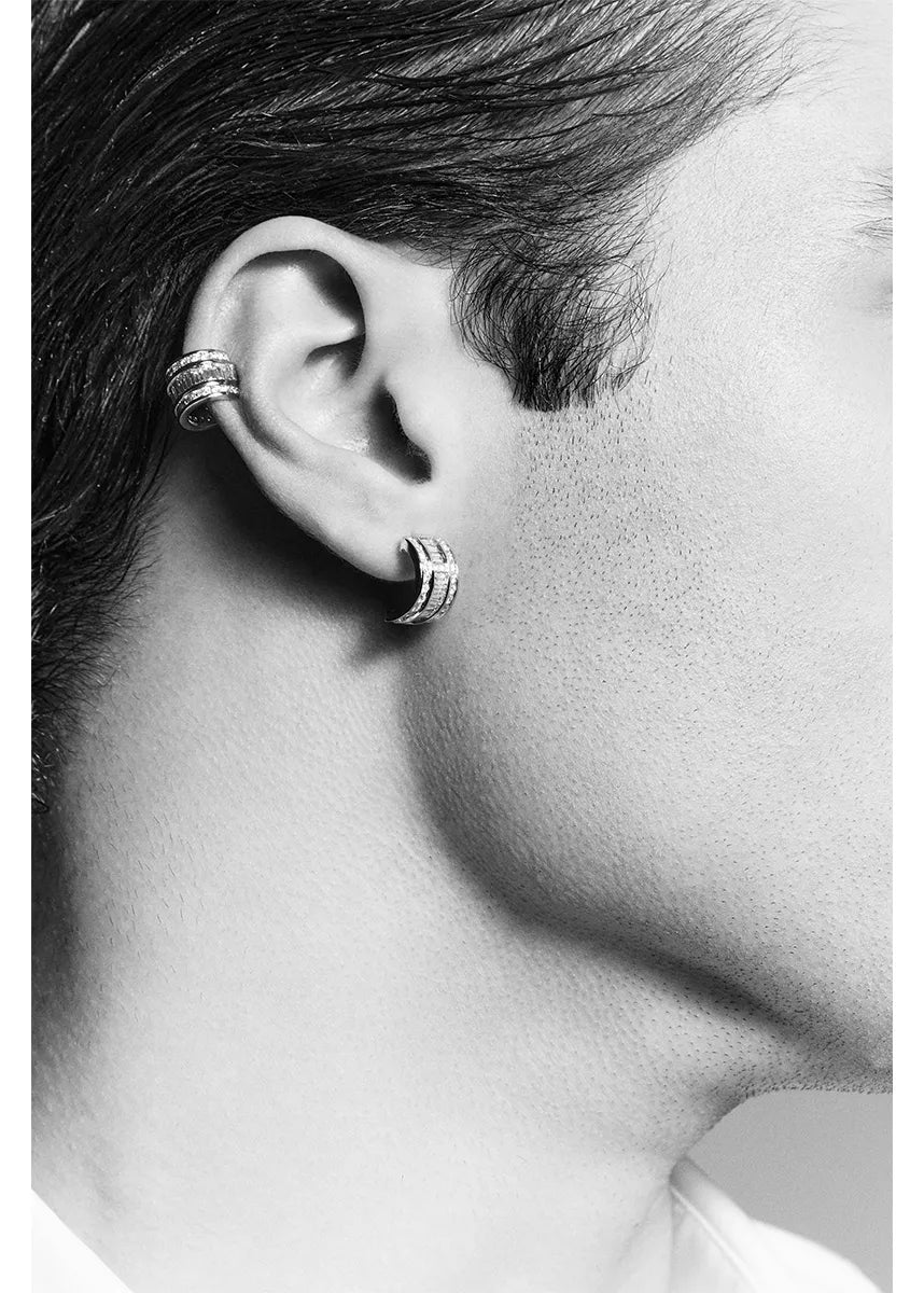 Platinum and Diamond Baguette Half Hoop Earrings — фото 2