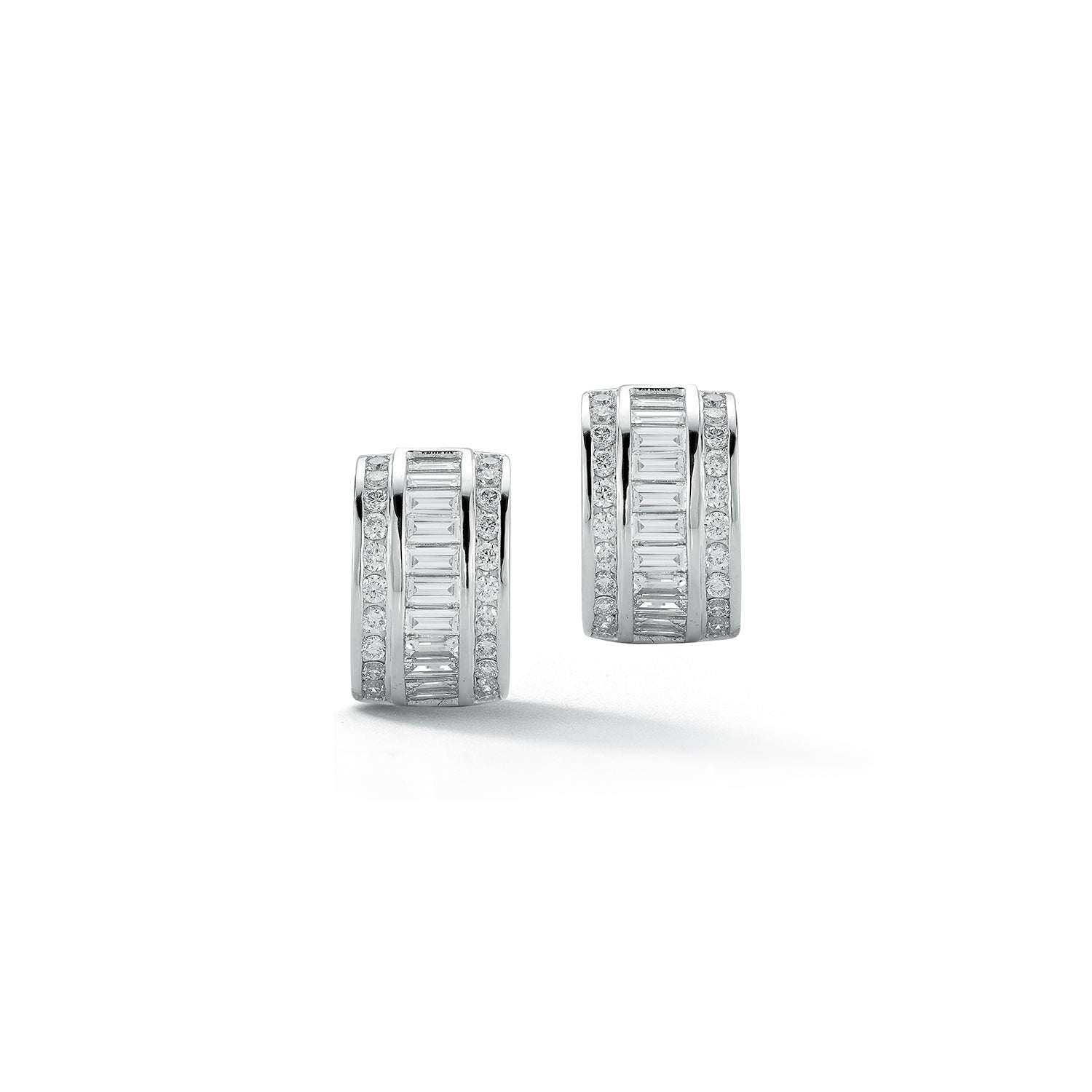 Platinum and Diamond Baguette Half Hoop Earrings — фото 6