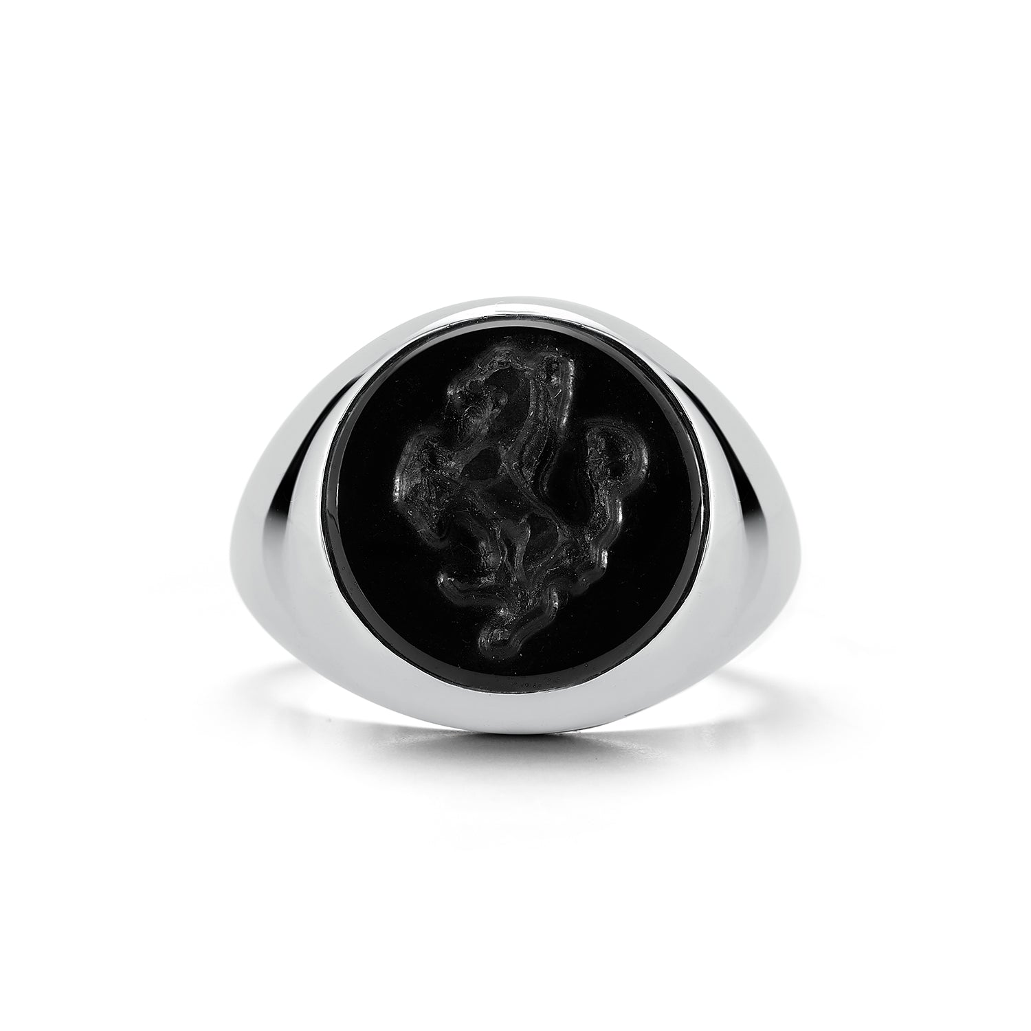 Carved Stallion Onyx Ring — фото 3