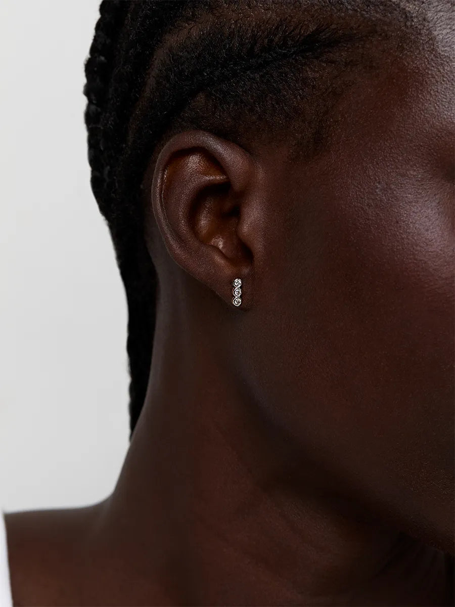 14kt Trio Diamond Bar Studs — фото 5