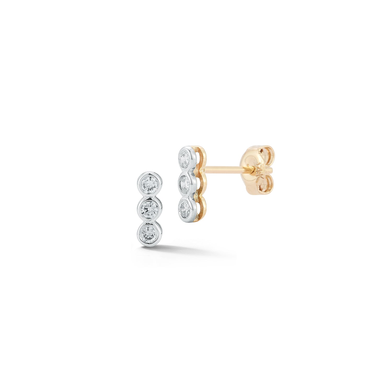 14kt Trio Diamond Bar Studs — фото 3