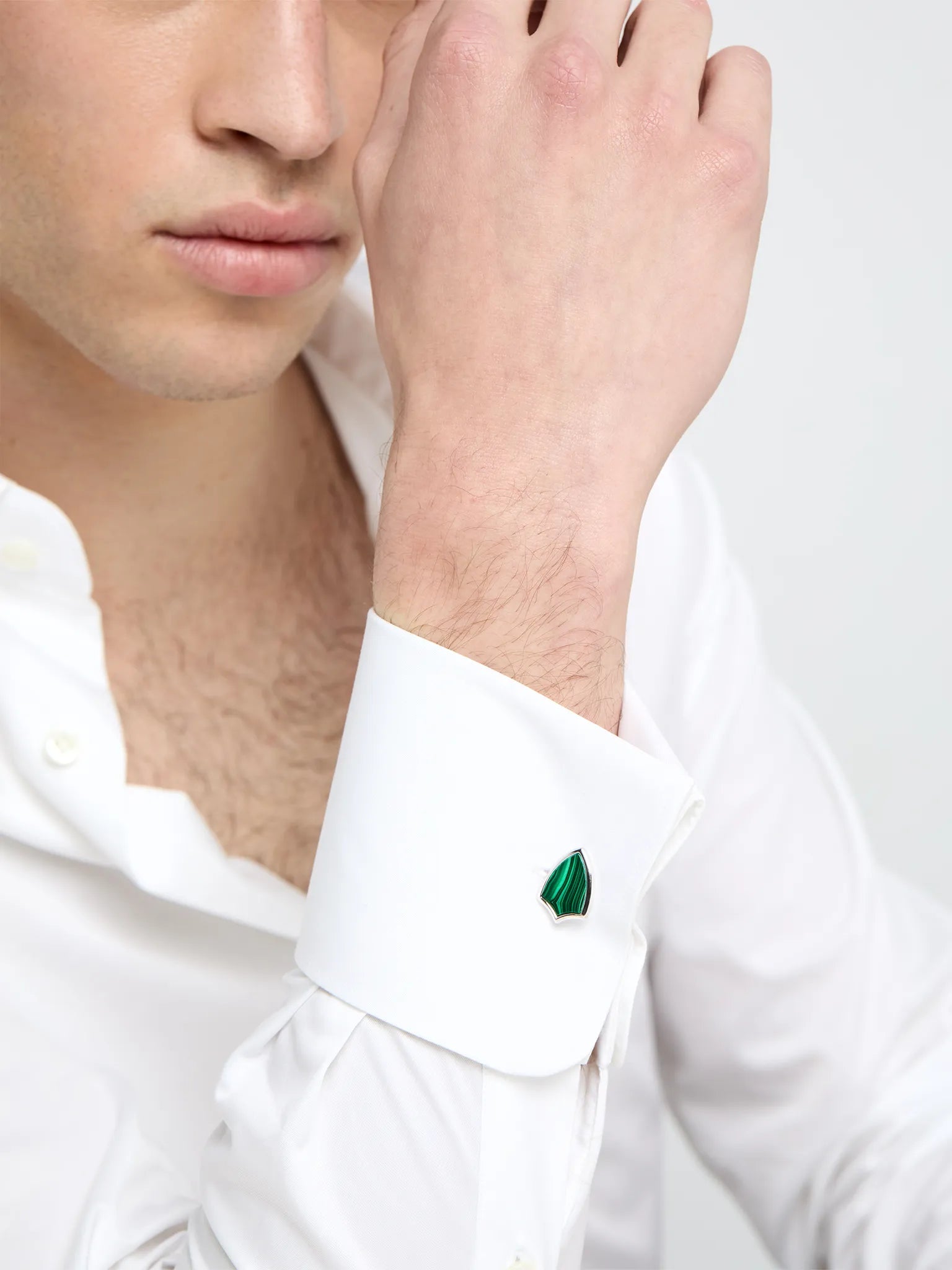 Malachite Shield Cufflinks — фото 2