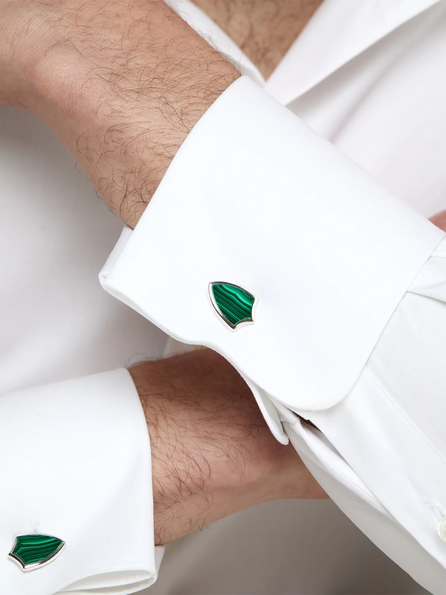 Malachite Shield Cufflinks — фото 3