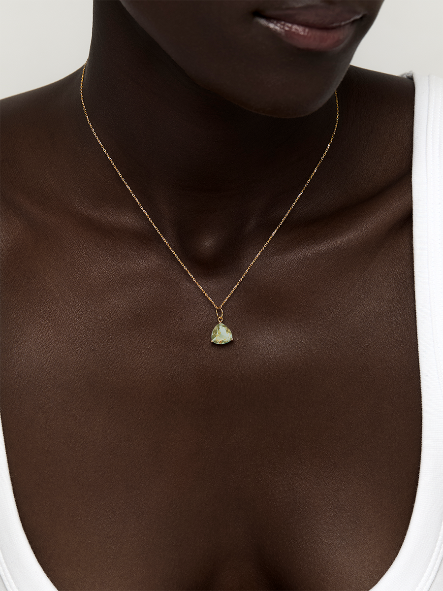 14kt Green Amethyst Trillion Necklace — фото 2