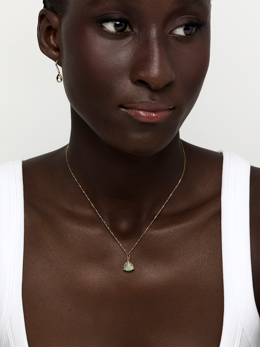14kt Green Amethyst Trillion Necklace — фото 3