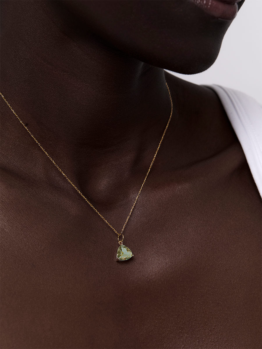 14kt Green Amethyst Trillion Necklace — фото 4