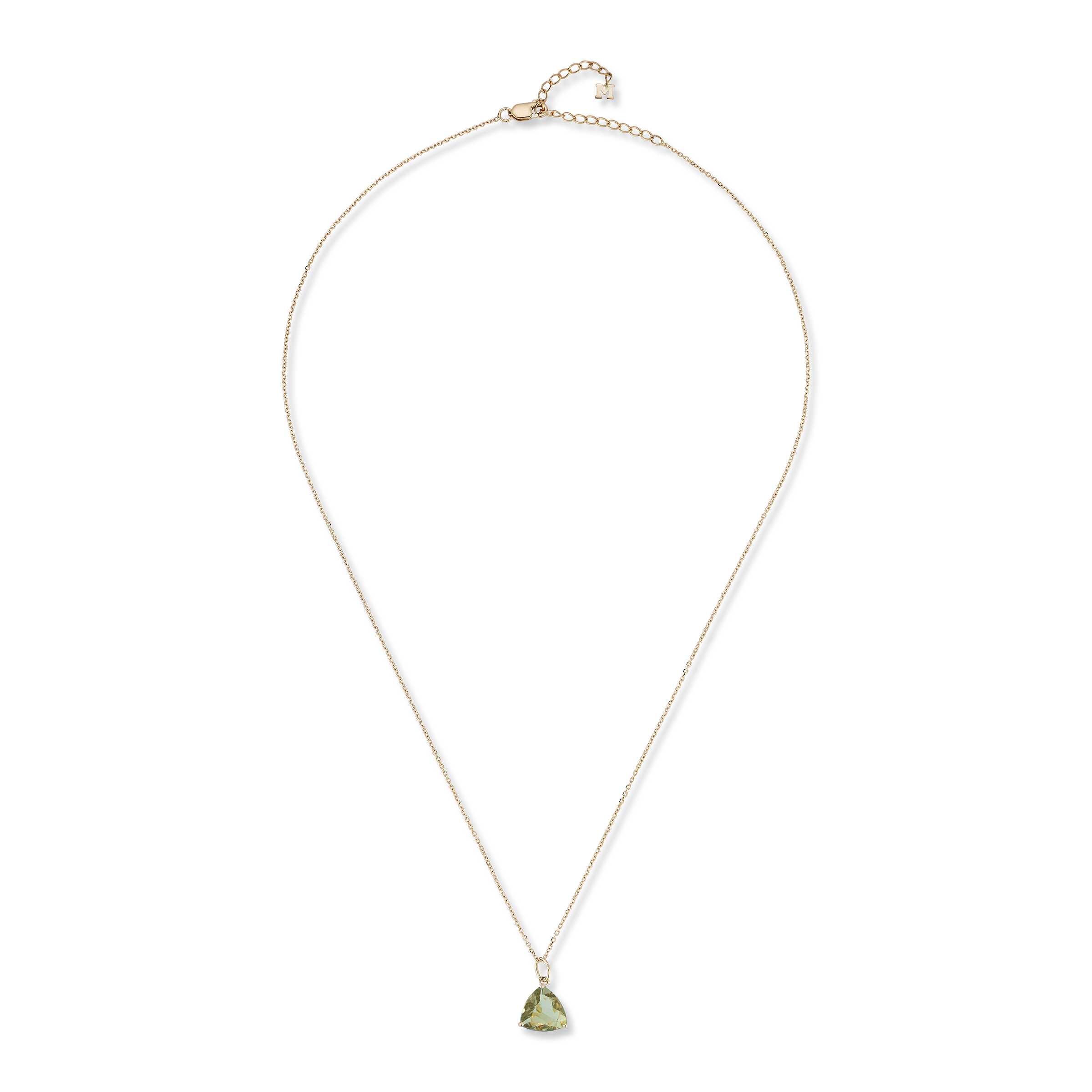 14kt Green Amethyst Trillion Necklace — фото 5