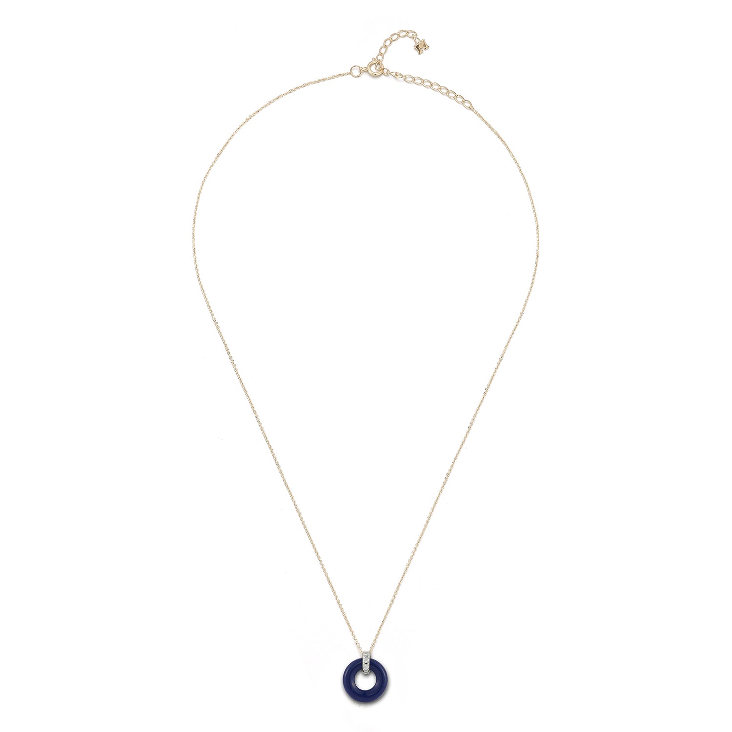 14kt Lapis Donut and Diamond Door Knocker Necklace — фото 5