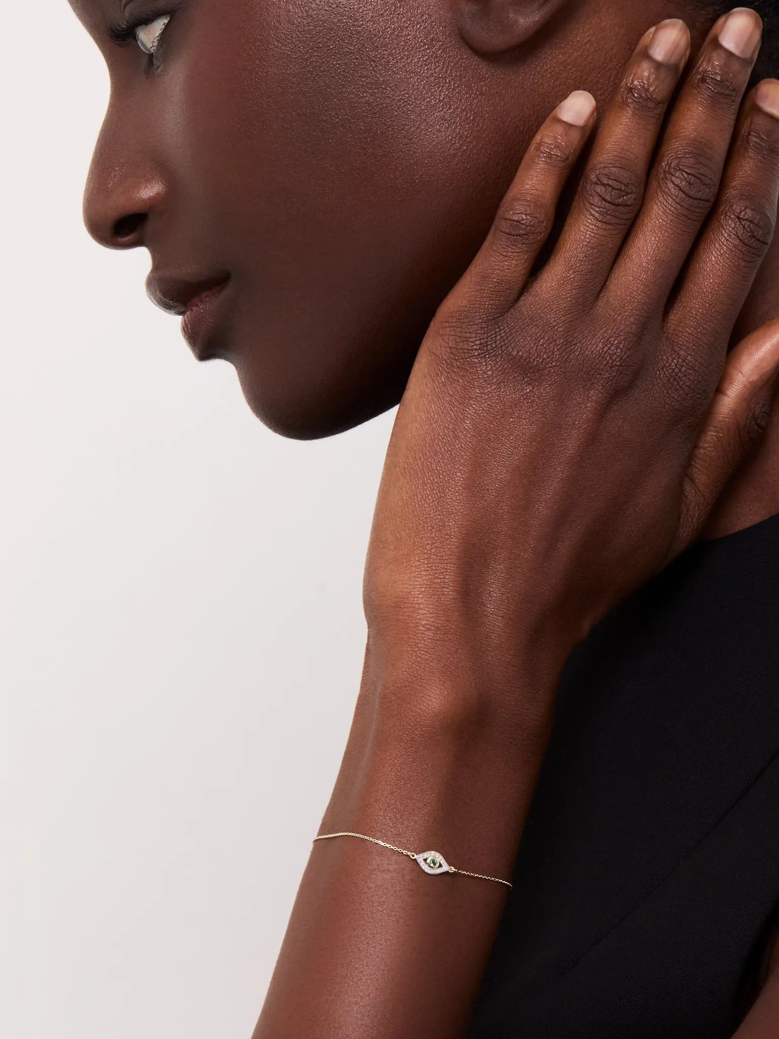 14kt Emerald Evil Eye Chain Bracelet — фото 3