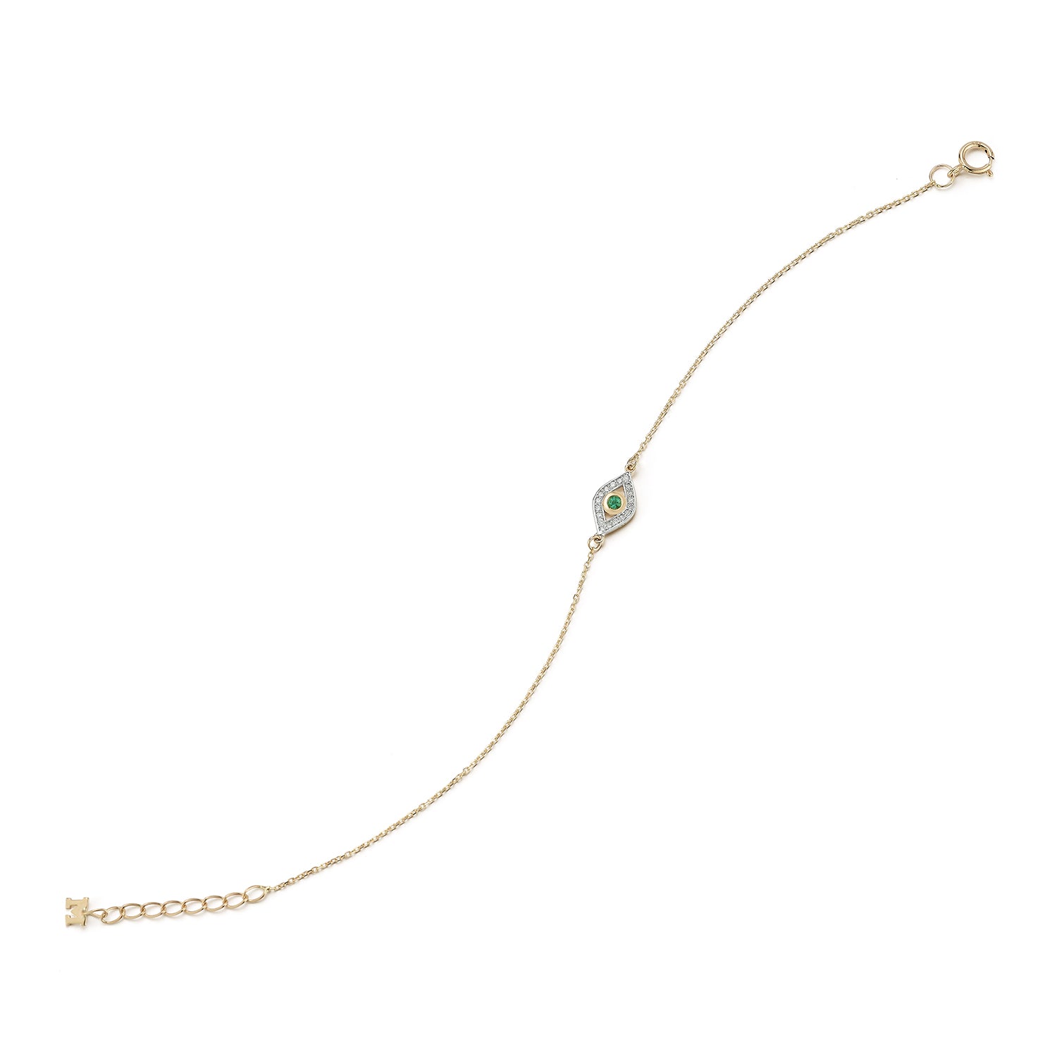 14kt Emerald Evil Eye Chain Bracelet — фото 4
