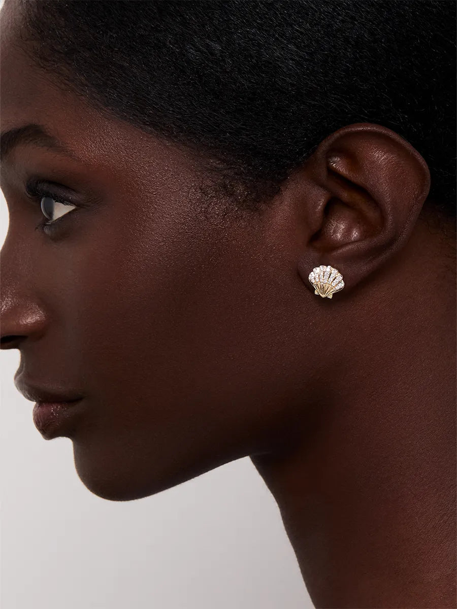 14kt Diamond Venus Shell Studs — фото 4