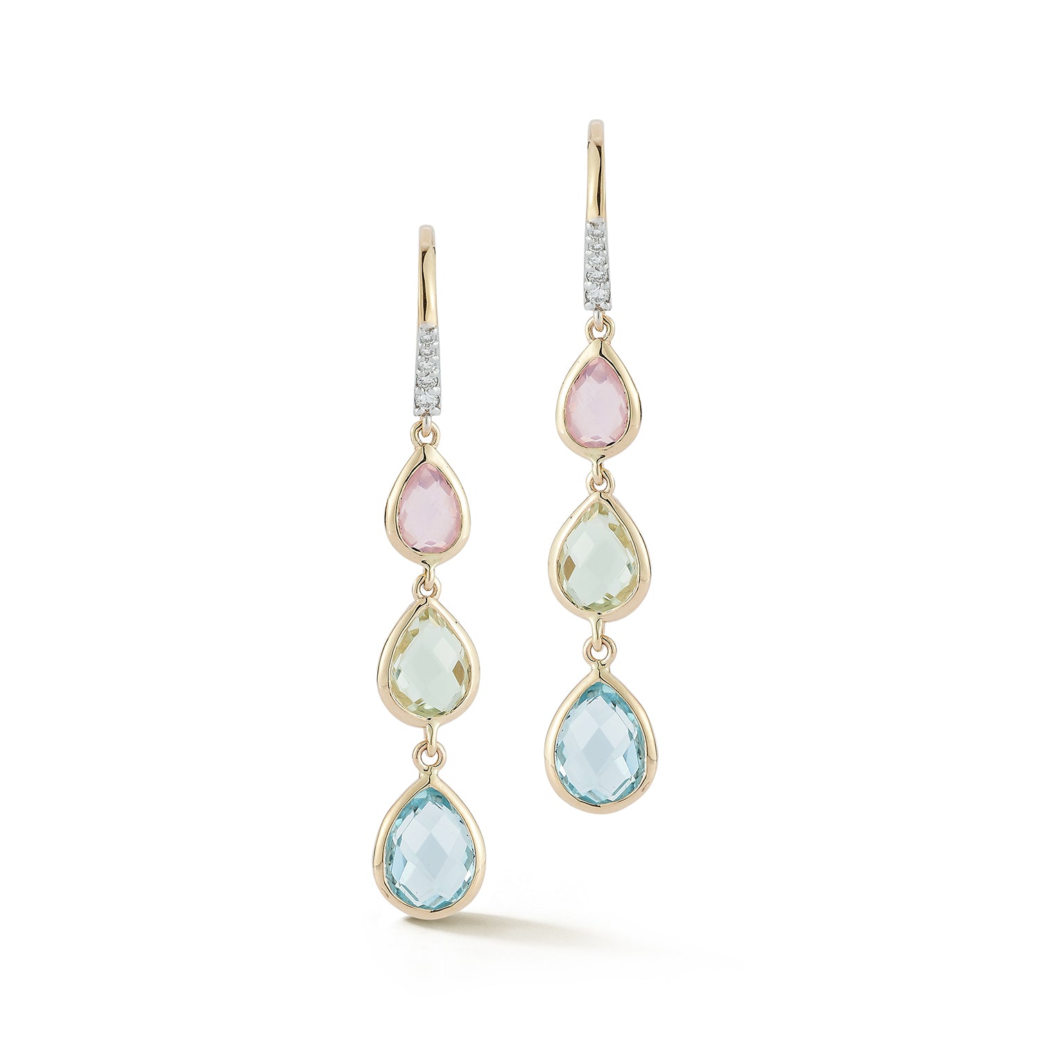 14kt Bezeled Tiered Gemstone Earrings — фото 2