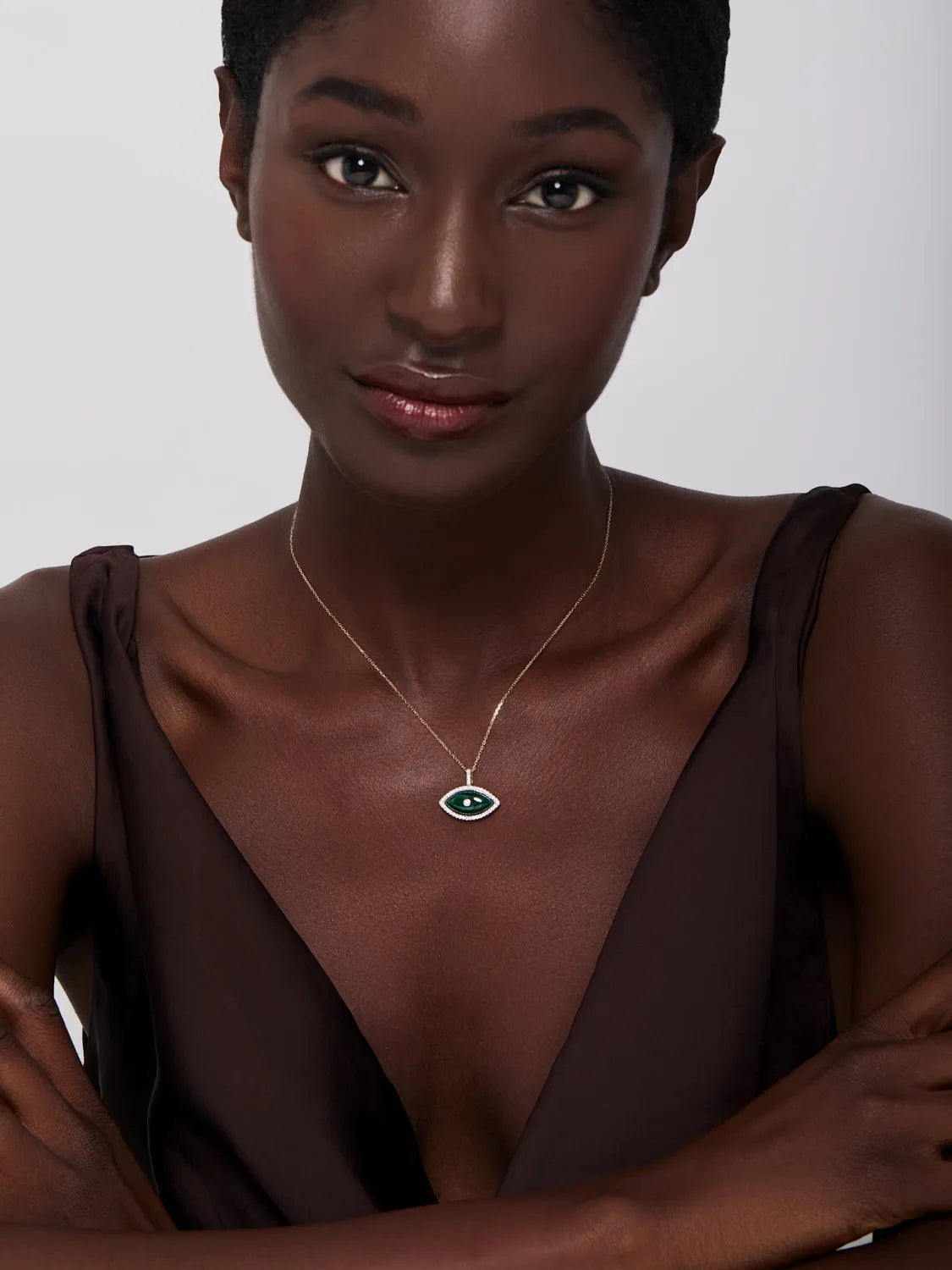 14kt Malachite Marquise Eye of Protection Necklace — фото 2