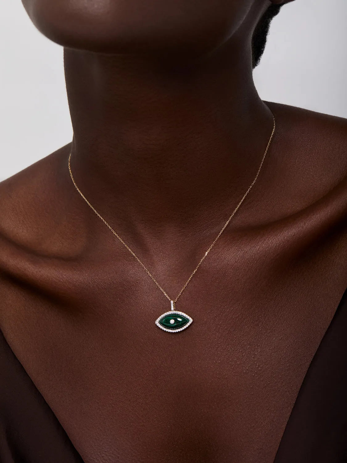14kt Malachite Marquise Eye of Protection Necklace — фото 3