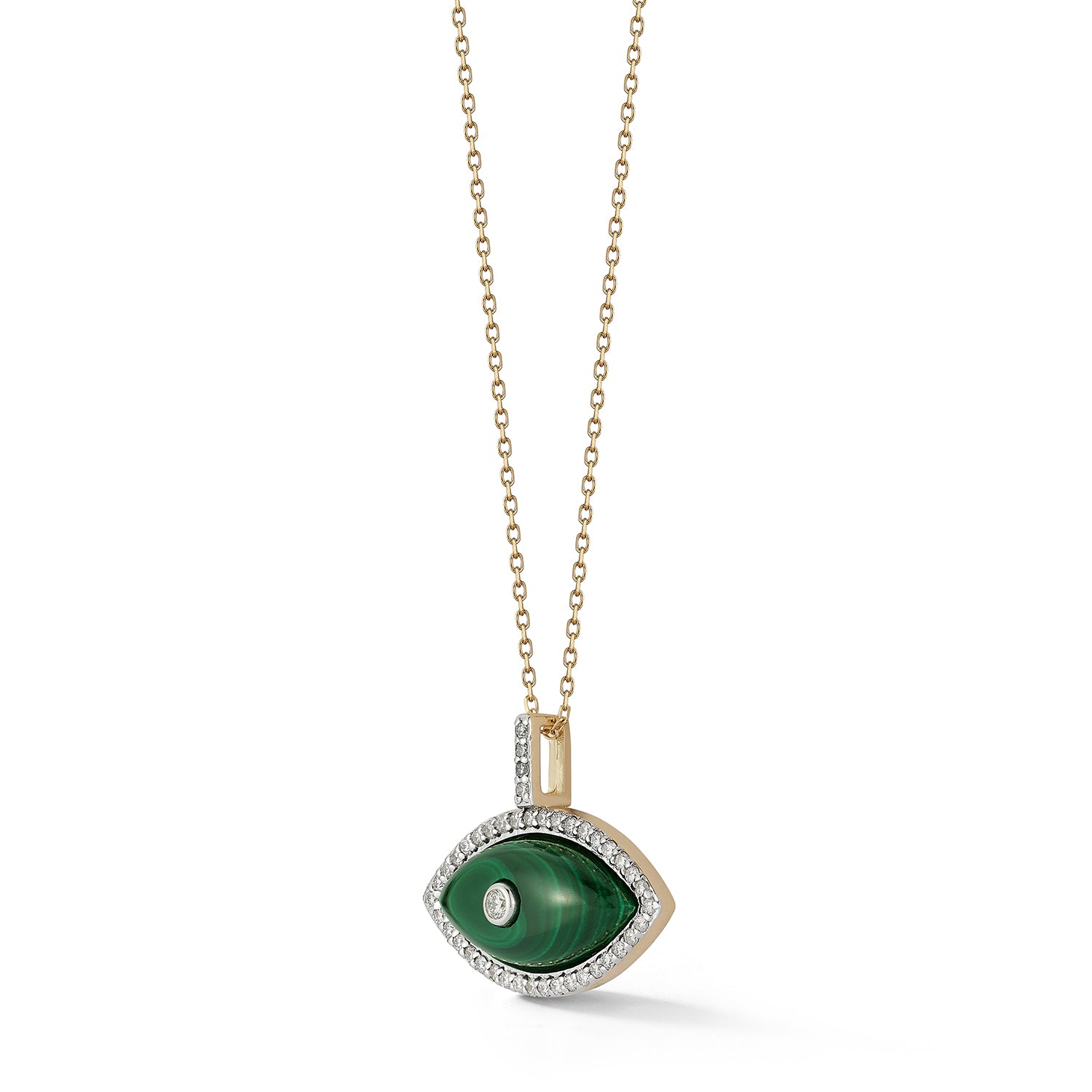 14kt Malachite Marquise Eye of Protection Necklace — фото 4