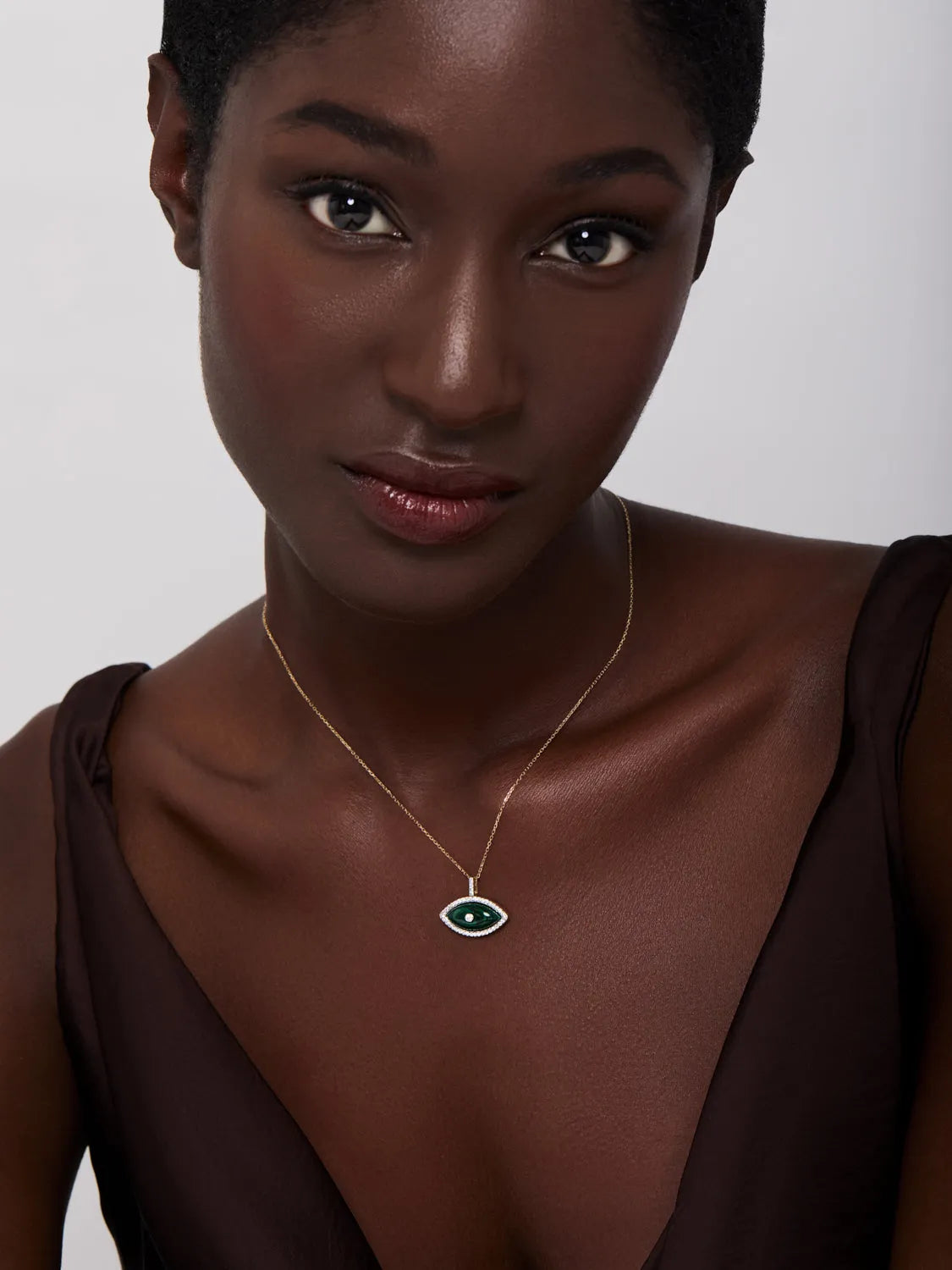14kt Malachite Marquise Eye of Protection Necklace — фото 5