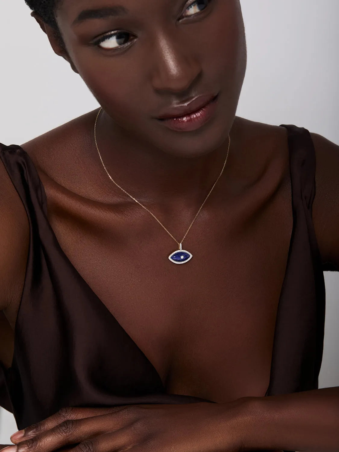 14kt Lapis Marquise Eye of Protection Necklace — фото 6