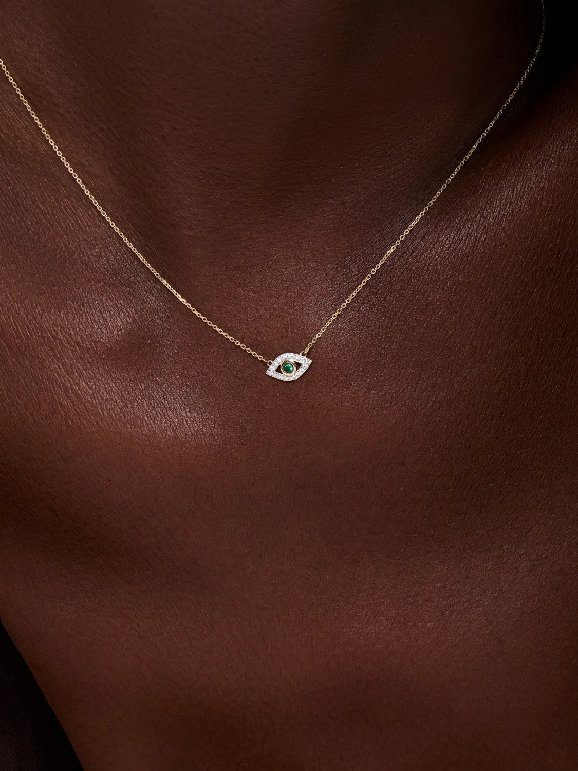 14kt Emerald Evil Eye Necklace — фото 2