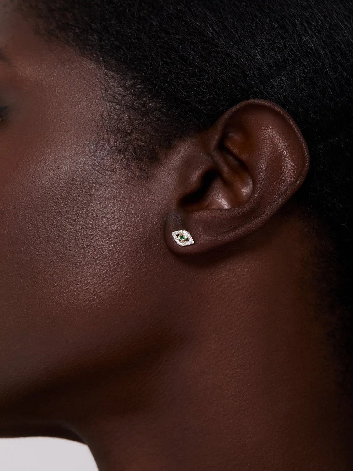 14kt Emerald Evil Eye Studs — фото 2