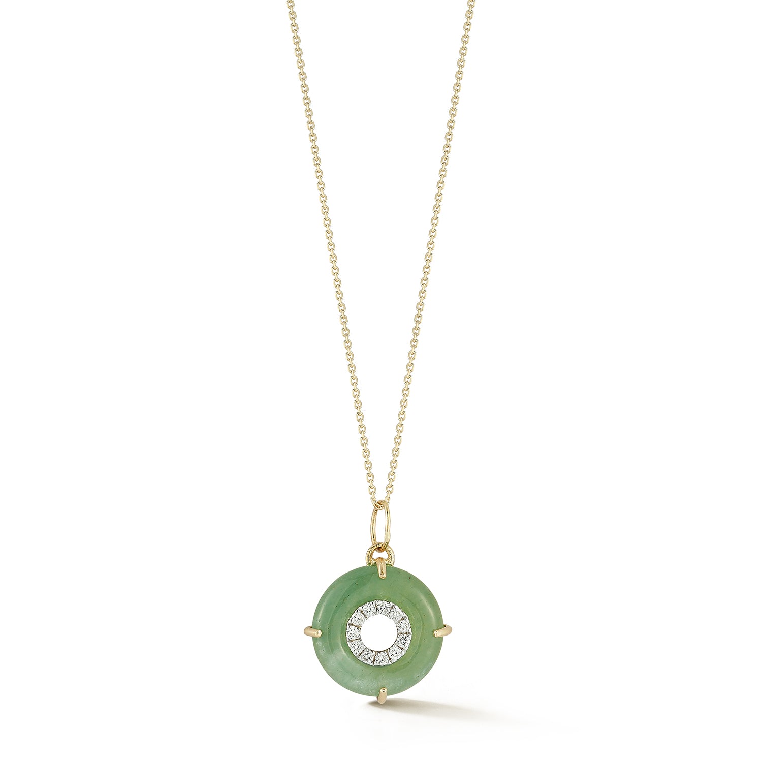 14kt Jade Donut Diamond Inner Circle Necklace