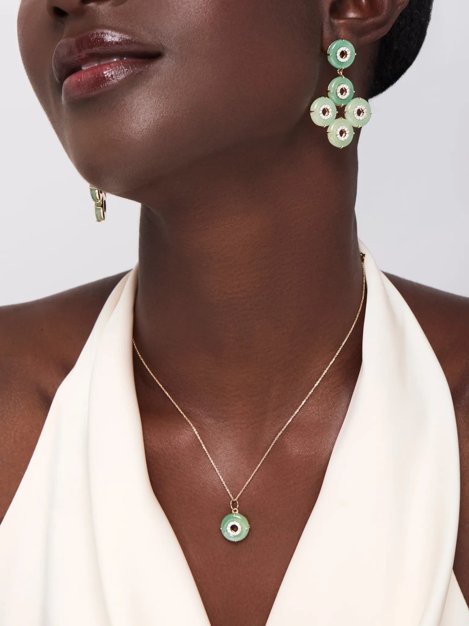 14kt Jade Donut Diamond Inner Circle Necklace — фото 3