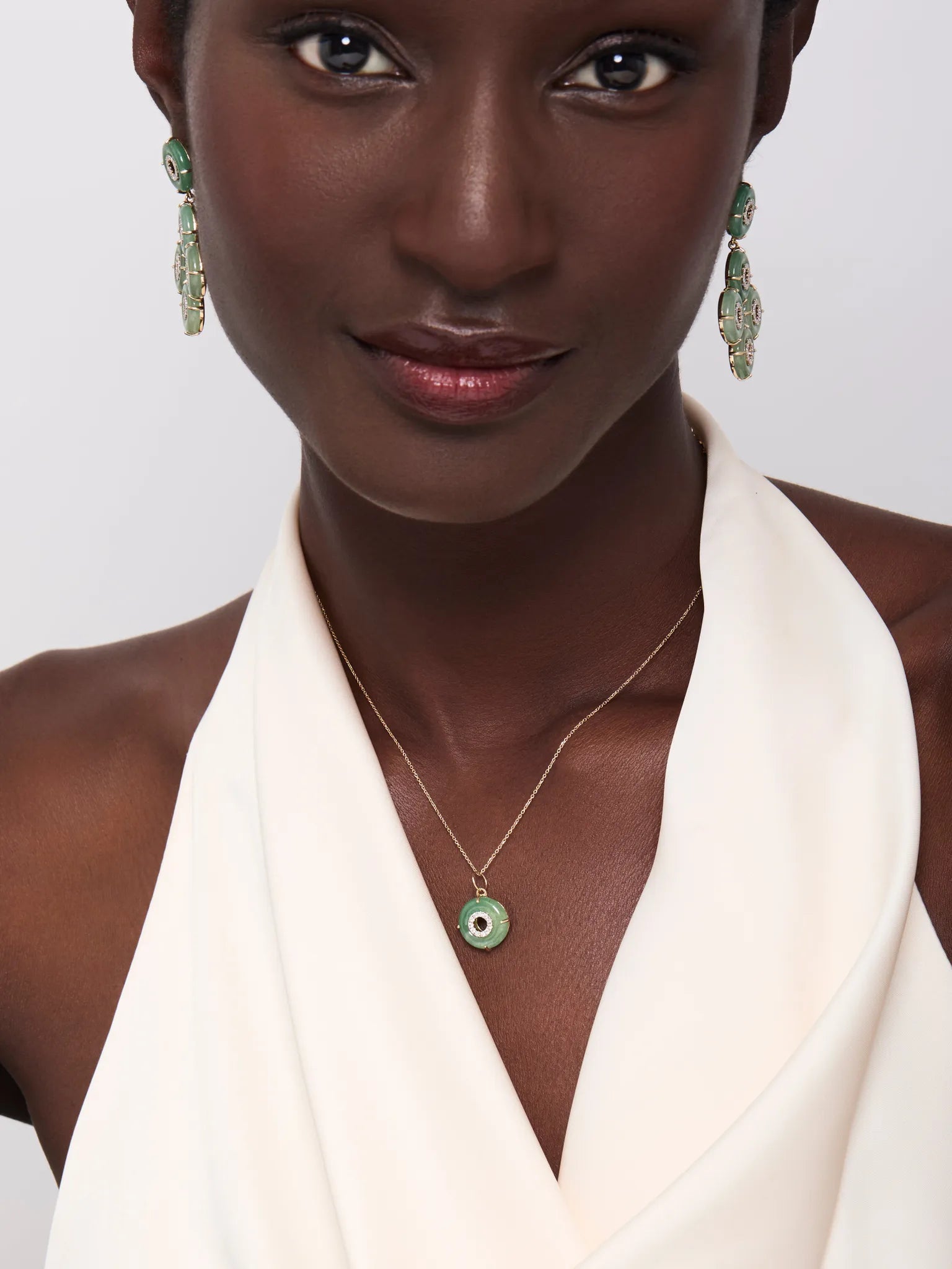 14kt Jade Donut Diamond Inner Circle Necklace — фото 5