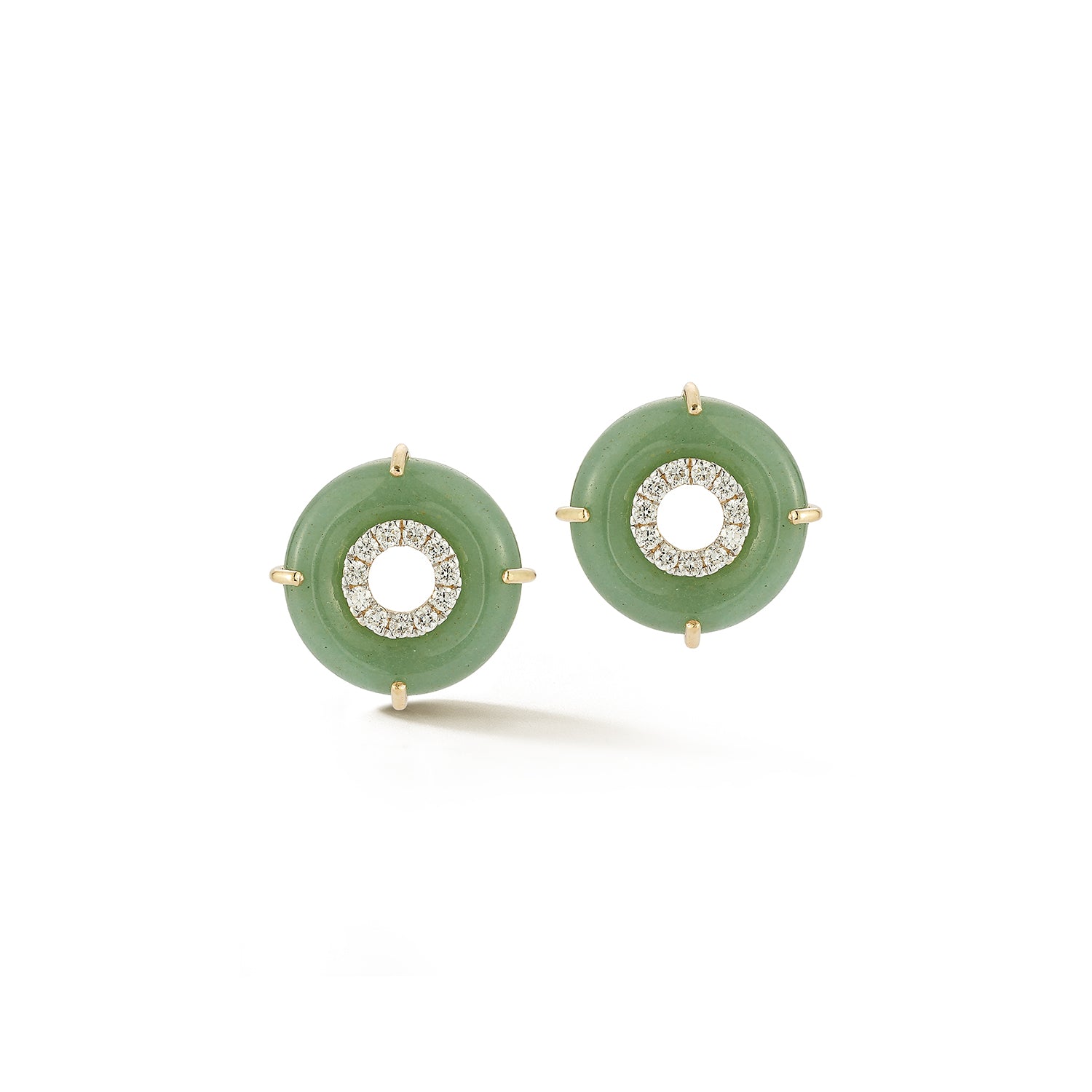 14kt Jade Donut Diamond Inner Circle Studs — фото 4