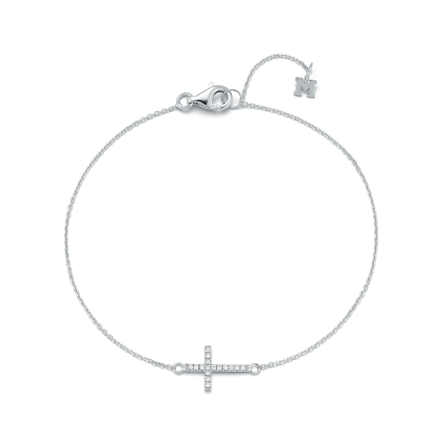 Silver Mini Diamonds Cross Bracelet — фото 1