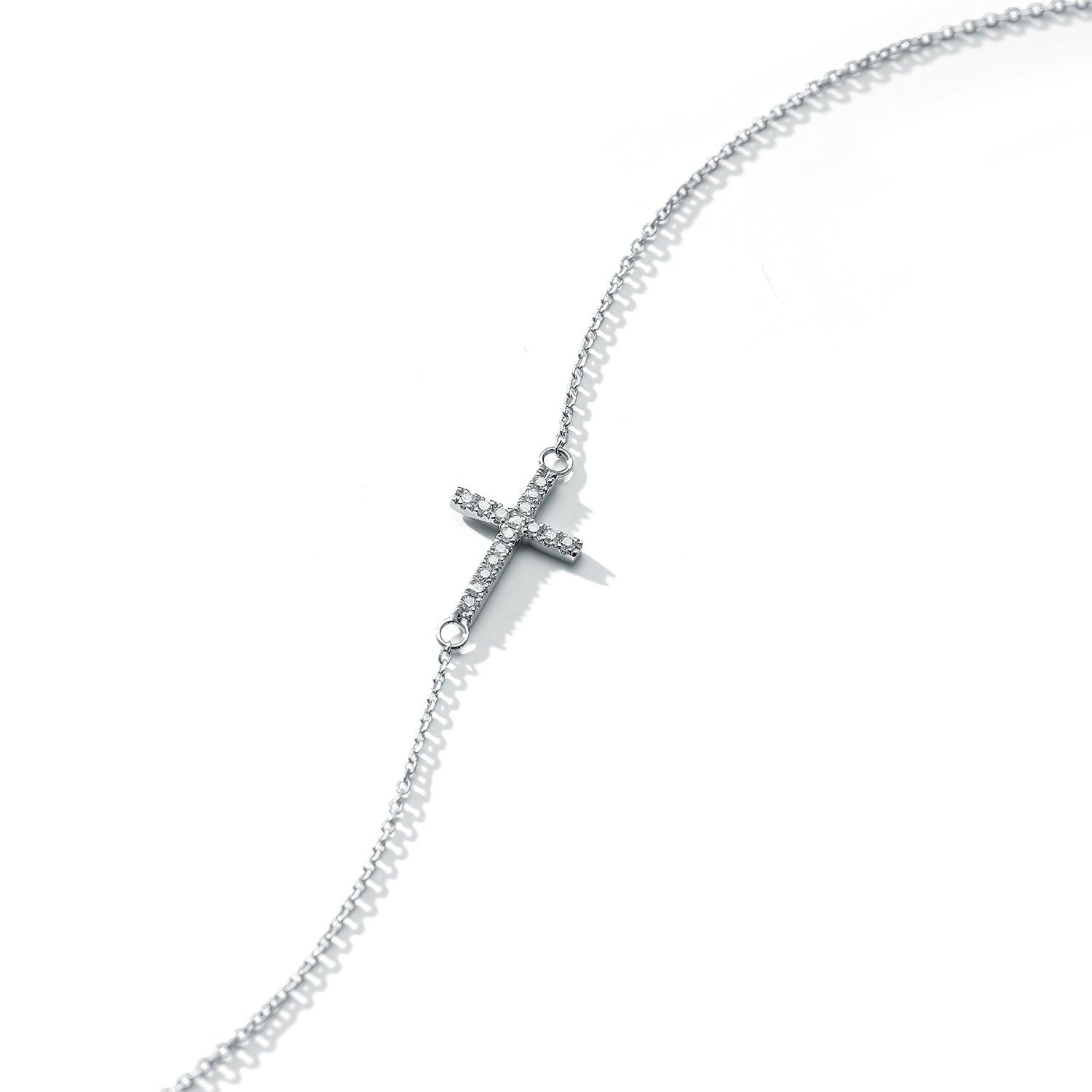 Silver Mini Diamonds Cross Bracelet — фото 4