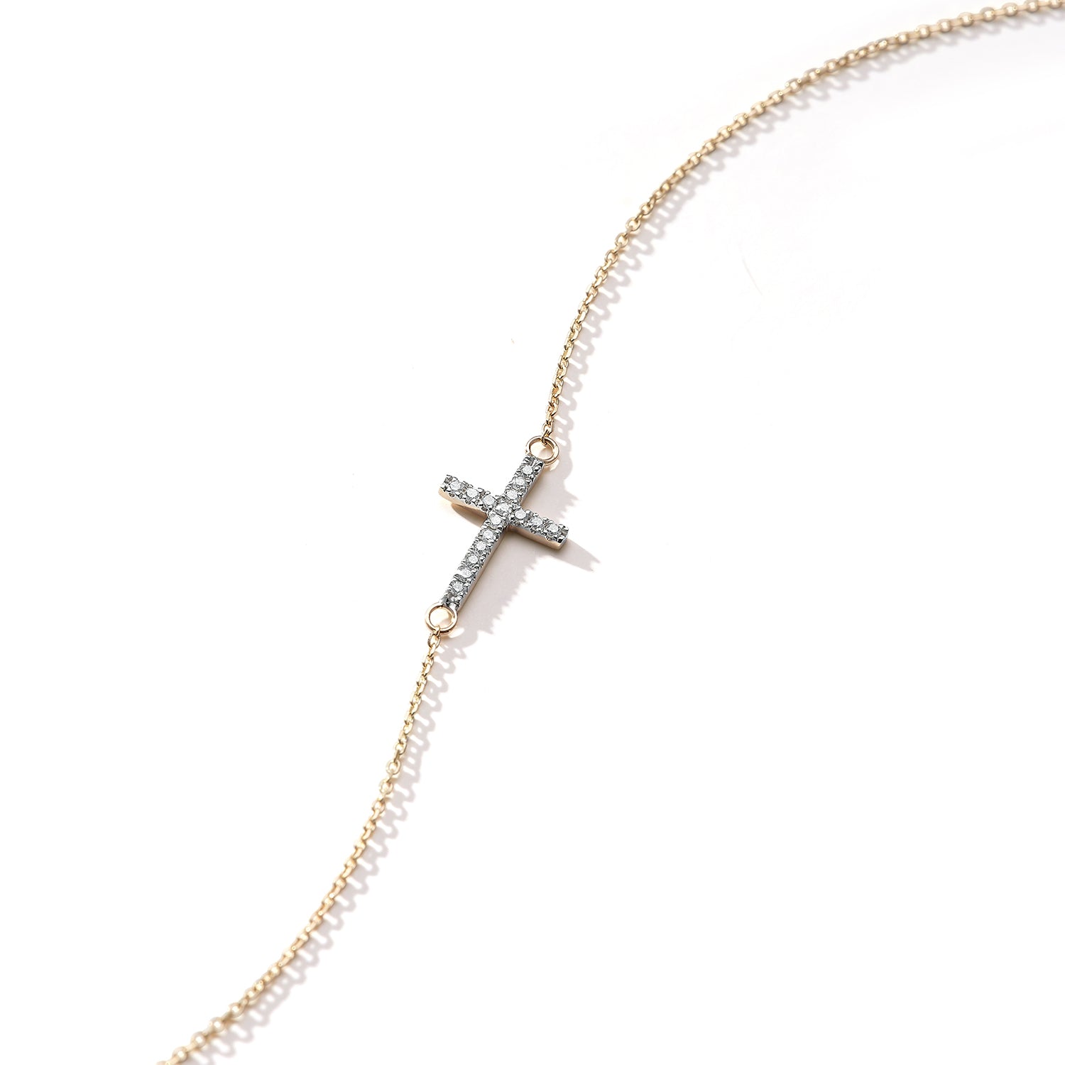 14kt Men's Mini Diamonds Cross Bracelet — фото 5