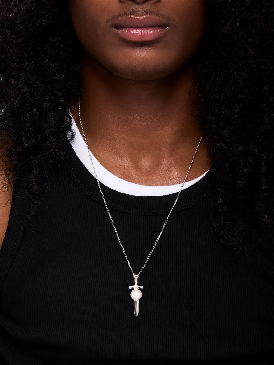 Sword in White Pearl Necklace — фото 3