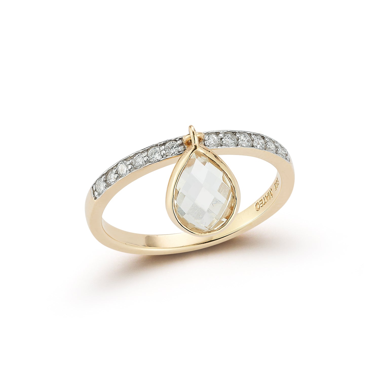 14kt Green Amethyst Pear Dangle Ring — фото 4