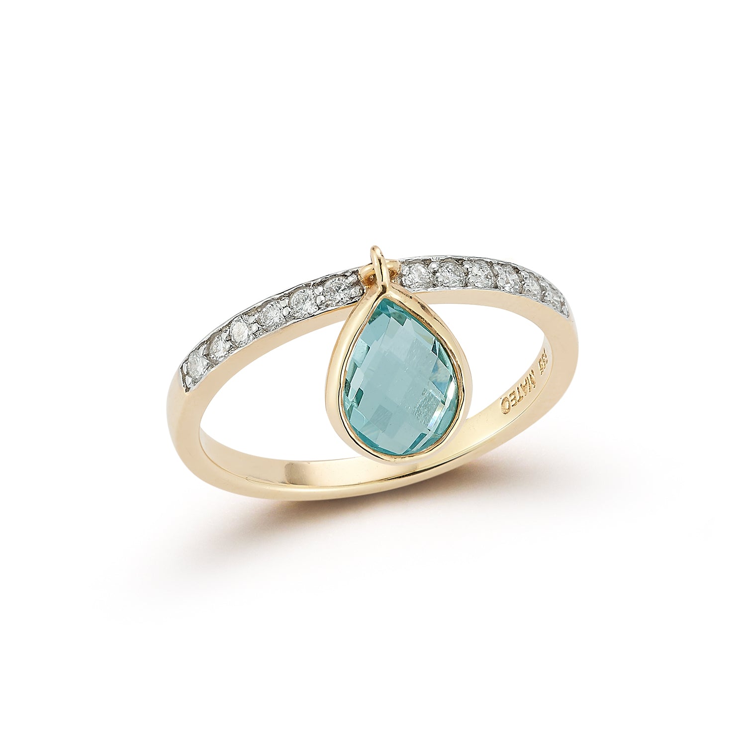 14kt Blue Topaz Pear Dangle Ring — фото 4
