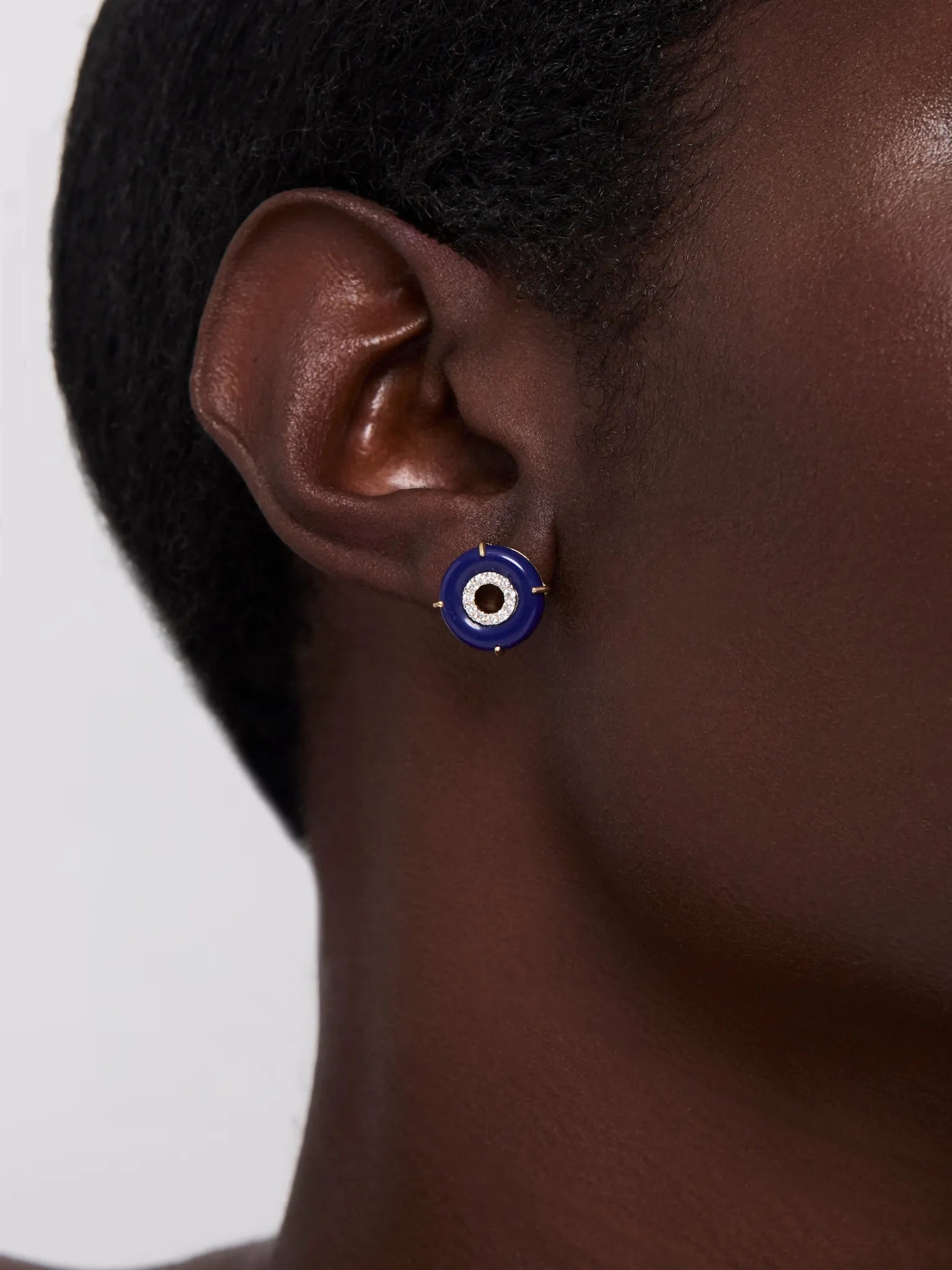 14kt Lapis Donut Diamond Inner Circle Studs — фото 2