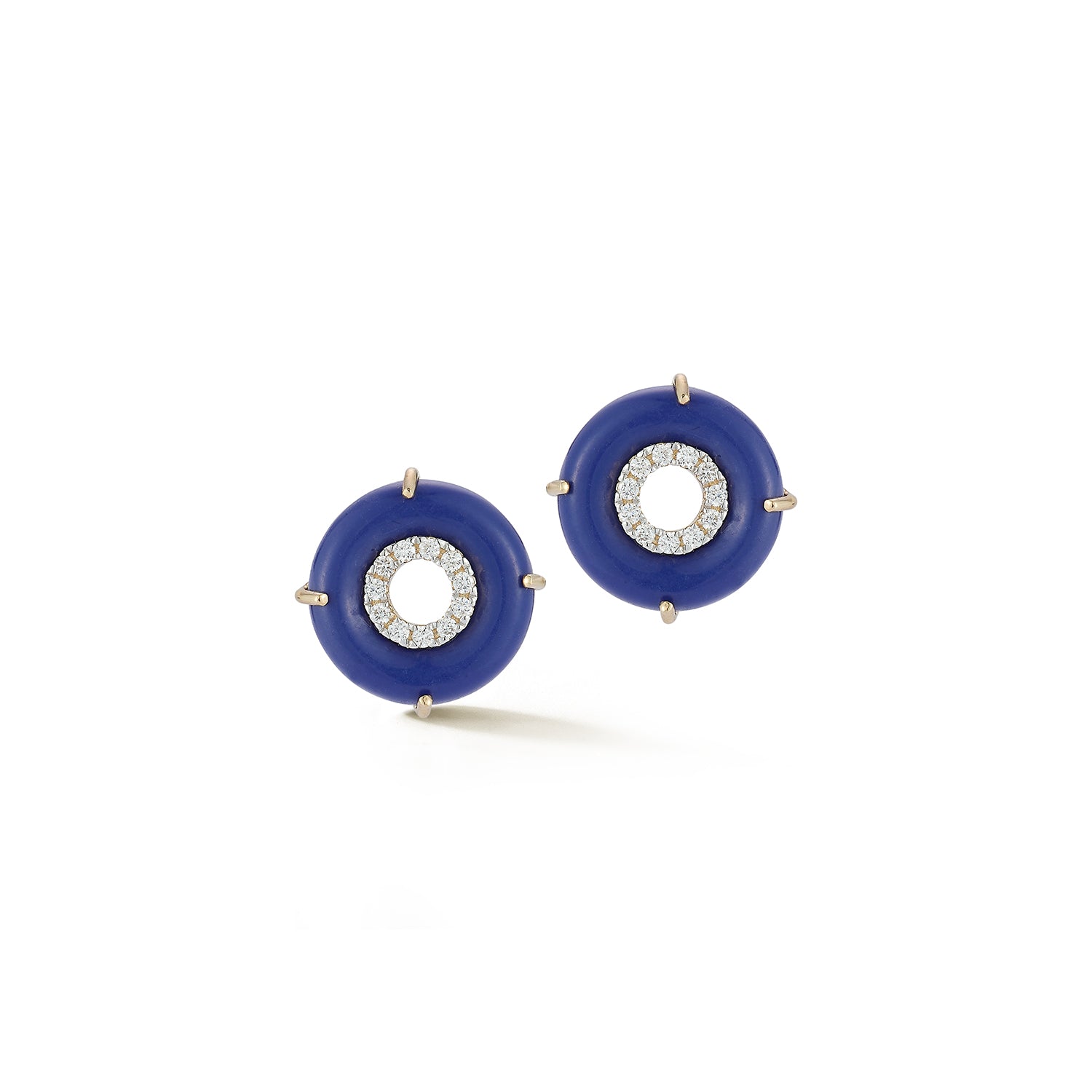 14kt Lapis Donut Diamond Inner Circle Studs — фото 4