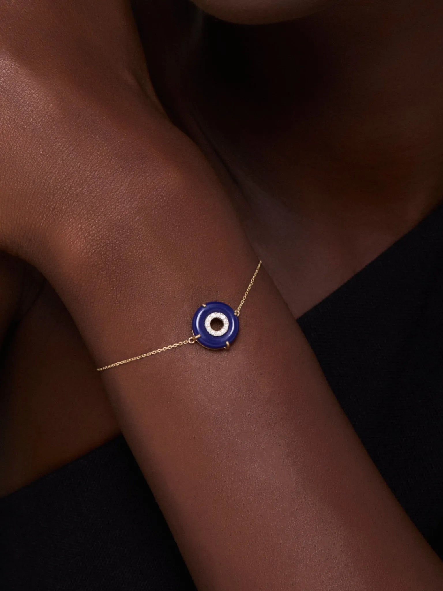 14kt Lapis Donut Diamond Inner Circle Chain Bracelet — фото 2
