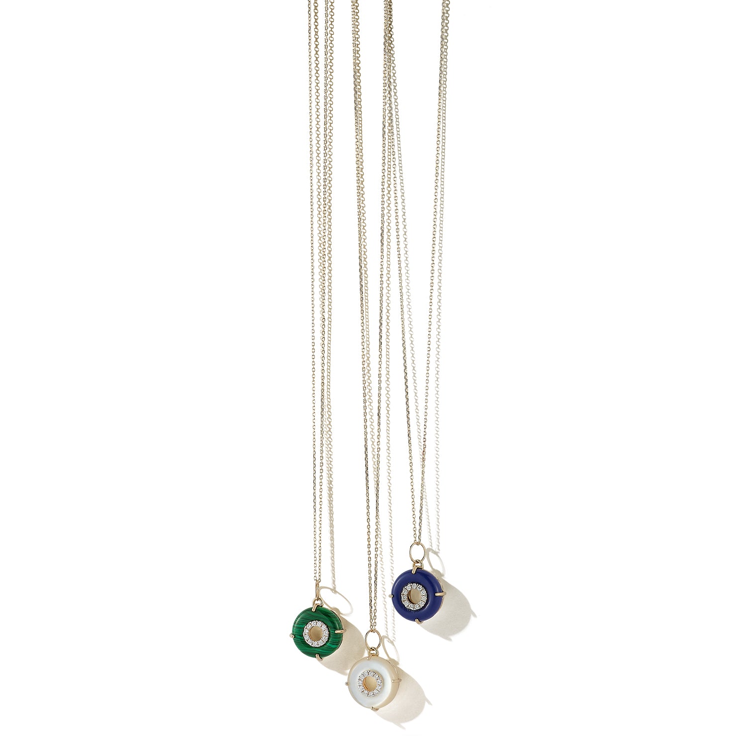 14kt Mother of Pearl Donut Diamond Inner Circle Necklace — фото 6